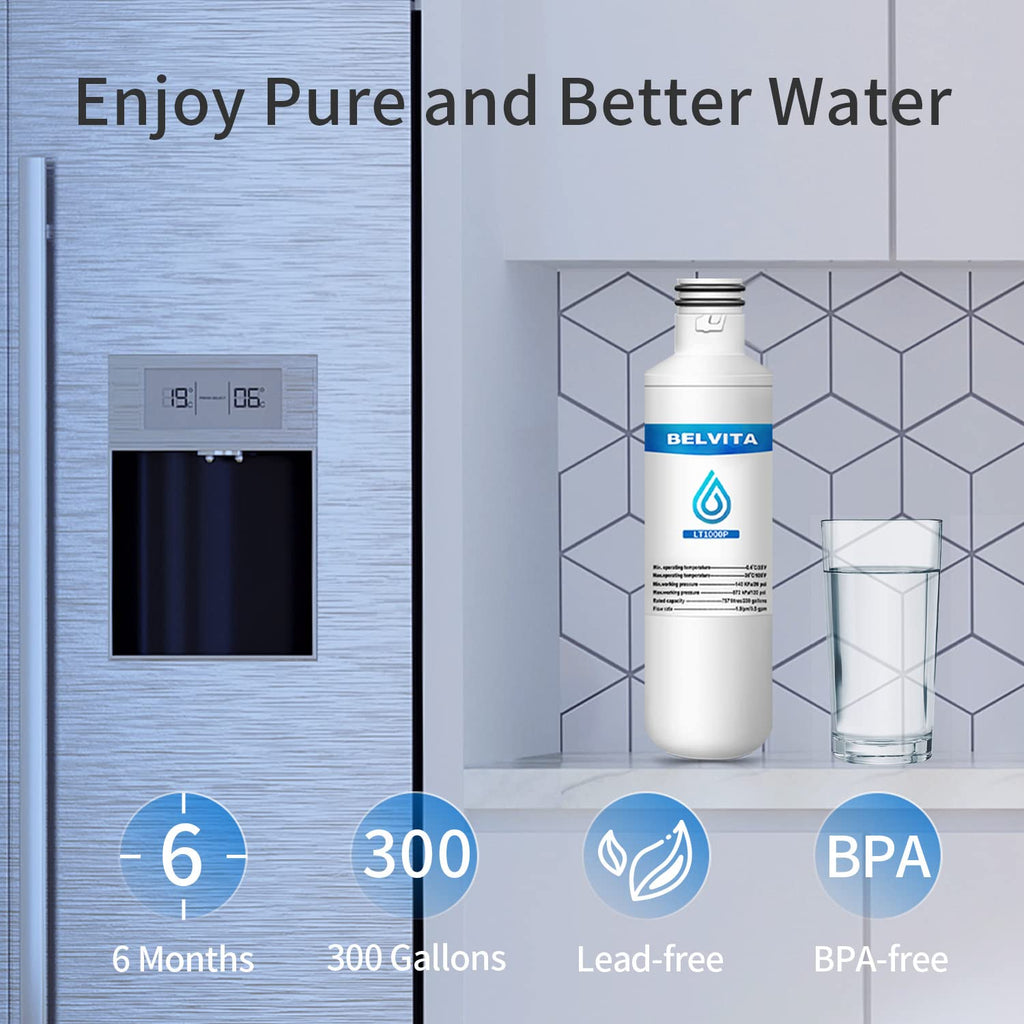 BELVITA ADQ747935 Water Filter Replacement for LG LT1000P/PC/PCS, ADQ74793501 LT1000PC ADQ74793502, LFXS26973S, Kenmore Elite 9980, MDJ64844601, LMXS28626S, LMXS30796S, LMXC23796S, 3 Pack