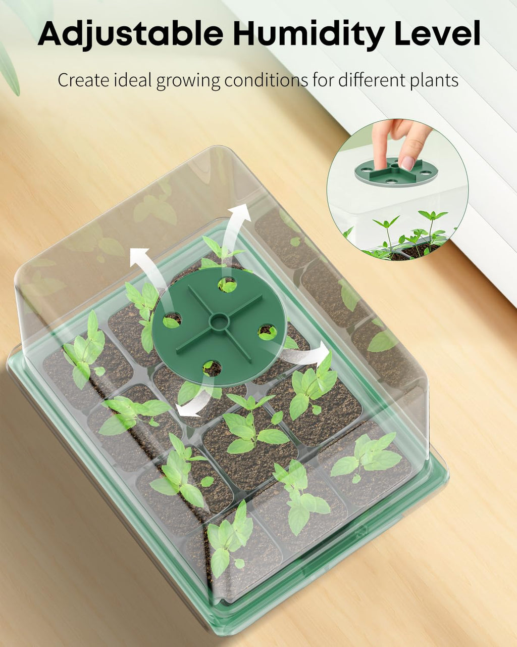 Pawfly 10-Pack Seed Starter Trays with 4" Humidity Domes, 120 Cells Total + Planting Tools & Labels, Reusable Indoor Seedling Germination Kit