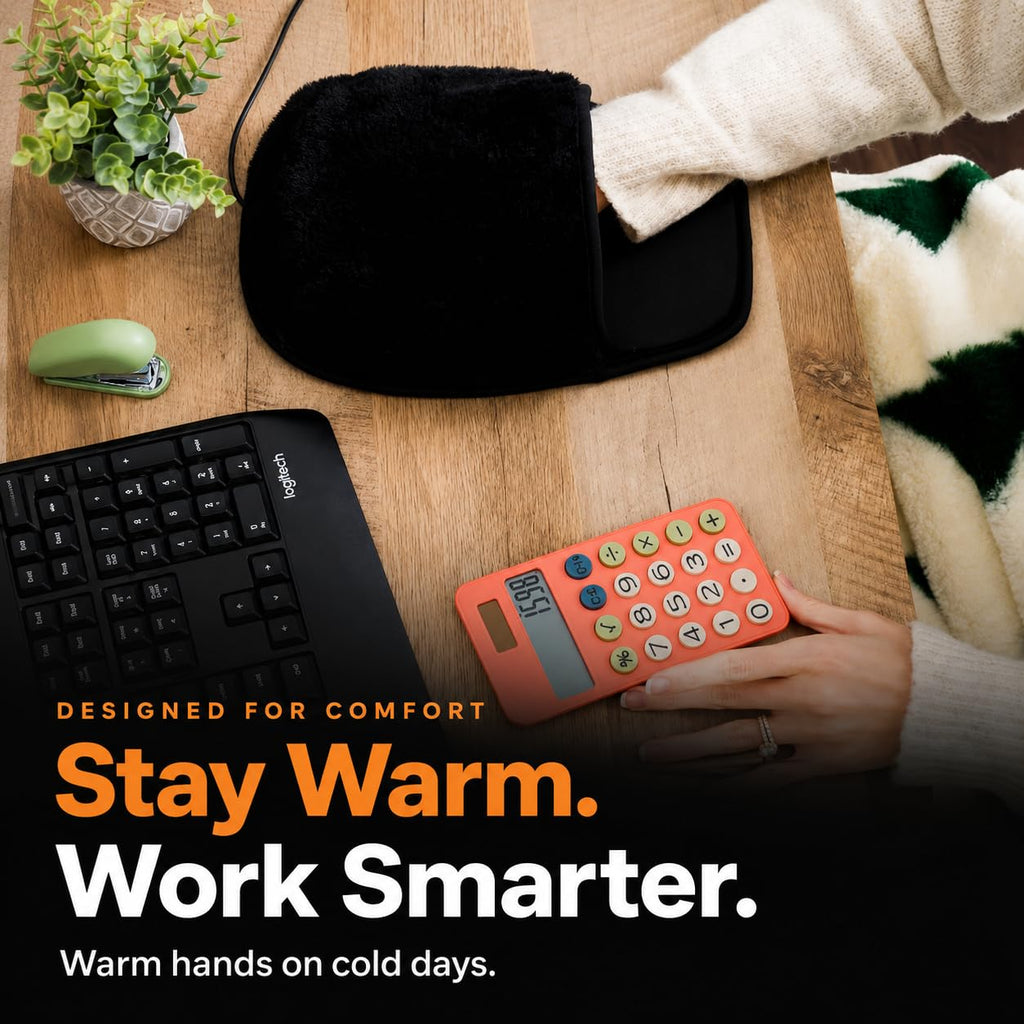 Heated Computer Mouse Pad Hand Warmer: USB Hand Warmers for Computer | Removable Heating Element | 3 Temperatures/Time Limits | Roomy, Hand-Warming Mouse Pad for Men and Women