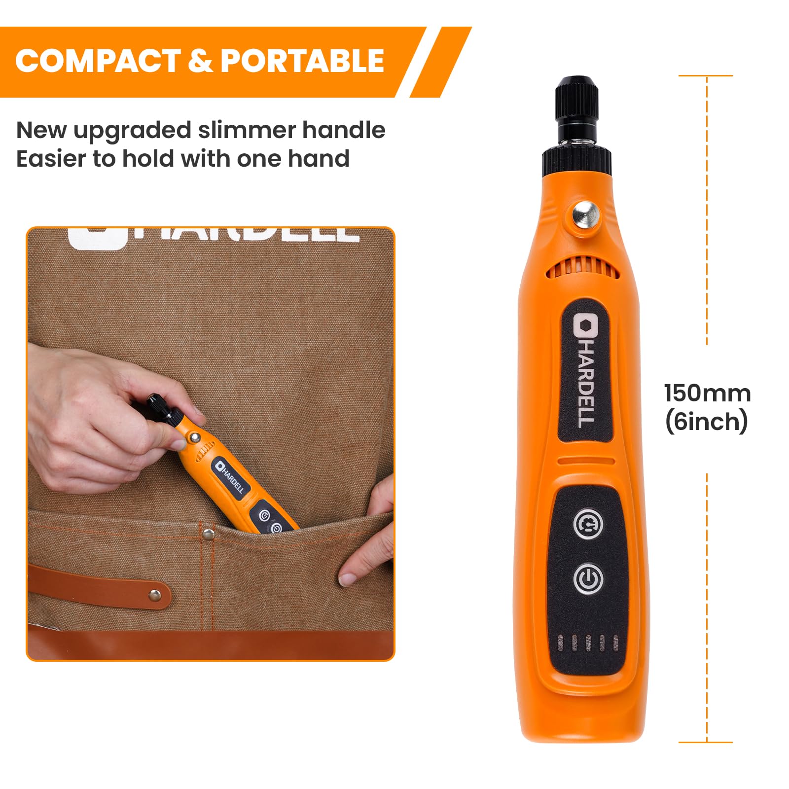 HARDELL Mini Cordless Rotary Tool 3.7V, 5-Speed Rotary Tool Kit with 43 Accessories,Type-C Charging Power Rotary Tool for Engraving, Sanding, Polishing, Drilling, Grinding, Small DIY Crafts