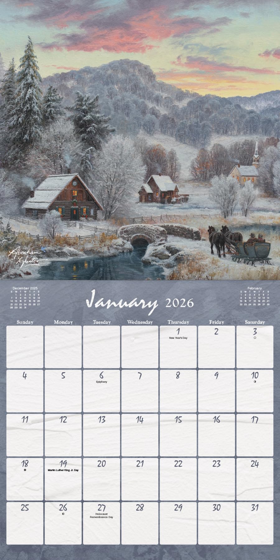 2026 Country Road - Abraham Hunter Wall Calendar
