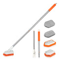 JEHONN 4-in-1 Tile Tub Scrubber with Long Handle, Upgraded Shower Cleaning Brush, 4 Different Function Scrub Brush Attachments Head for Bathroom, Bathtub, Floor, Wall, Baseboard