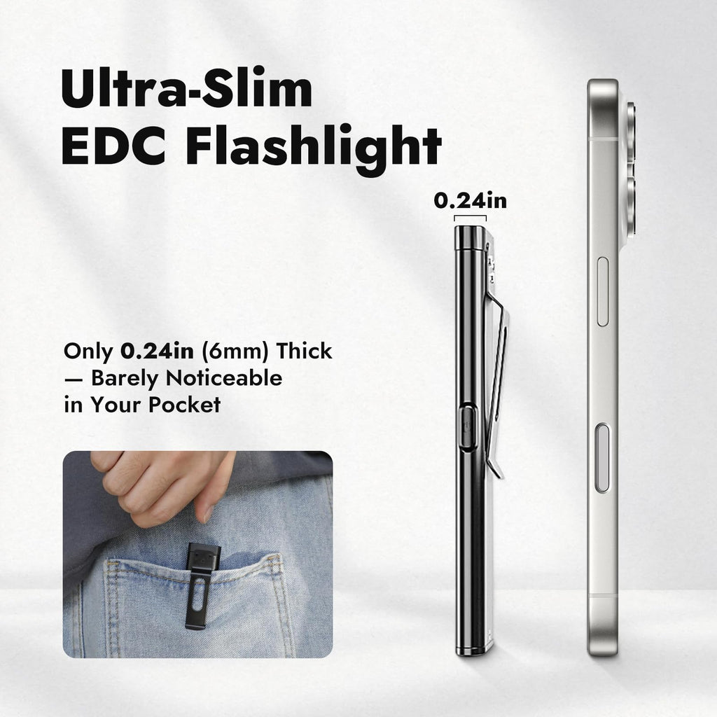 WARSUN T7 Mini LED Flashlight, USB-C Rechargeable, Magnetic Work Light with COB Side Light, Compact EDC Flashlight, Multiple Modes, Portable Pocket Light