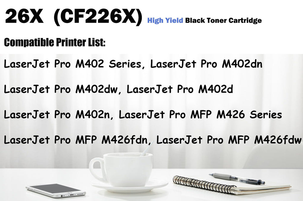 Ultra Toner® 26X CF226X Compatible Replacement for HP 26X CF226X Toner Cartridge High Yield of 26A CF226A - LaserJet Pro M402n M402dn M402dw M402dne MFP M426fdw M426fdn M426dw (1PK)