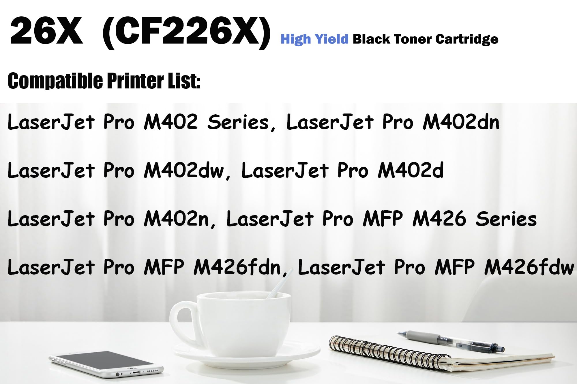 Ultra Toner® 26X CF226X Compatible Replacement for HP 26X CF226X Toner Cartridge High Yield of 26A CF226A - LaserJet Pro M402n M402dn M402dw M402dne MFP M426fdw M426fdn M426dw (1PK)