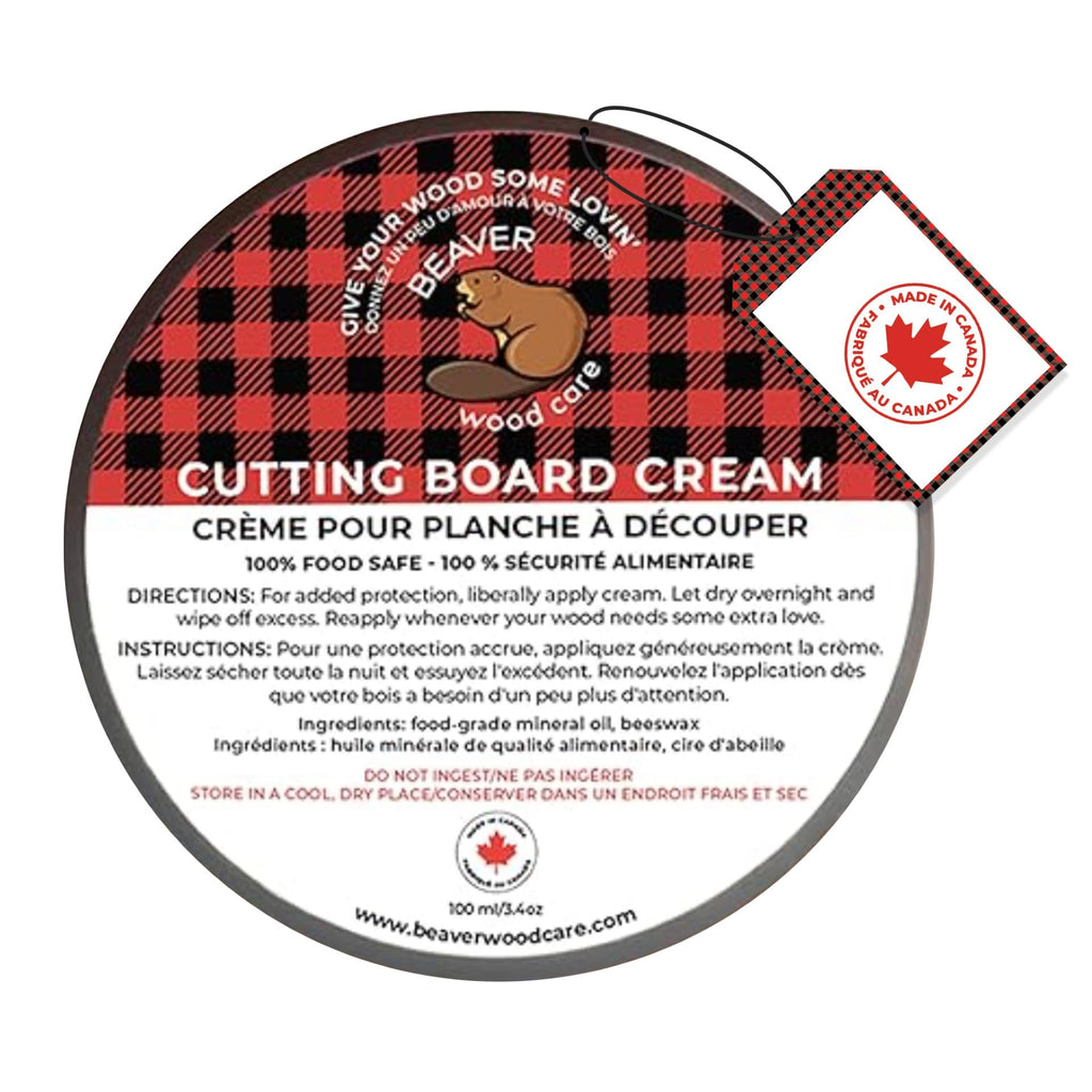 Cutting Board Cream 100% CANADIAN WAX and OIL - Food Grade Wax for Wooden Utensils, Tools, Countertops - Cutting Board Polish - Cracking and Warping Protection - 118ml/(4 oz) - Beaver Wood Care