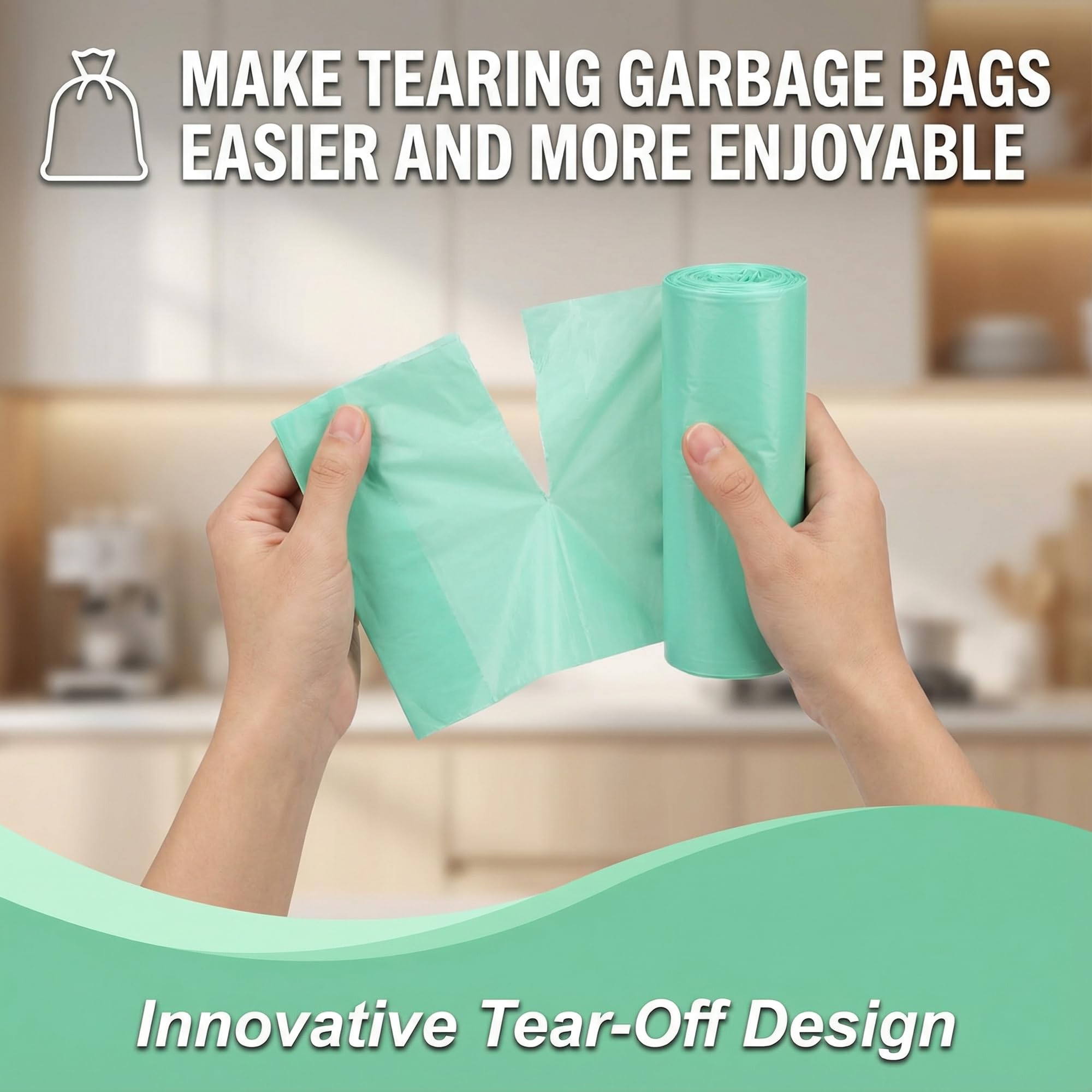 1.2 Gallon Small Trash Bags: Small Garbage Bags 4.5L Trash Bags Wastebasket Liners Bags for Kitchen Bathroom Office (150 Counts, Green)