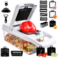 17-in-1 Vegetable Chopper Mandoline Slicer - 11 Interchangeable Blades Veggie Dicer Cutter with Container, Drain Strainer, Peeler, Hand Guard - BPA-Free Kitchen Food Chopper for Onion, Potato, Carrot