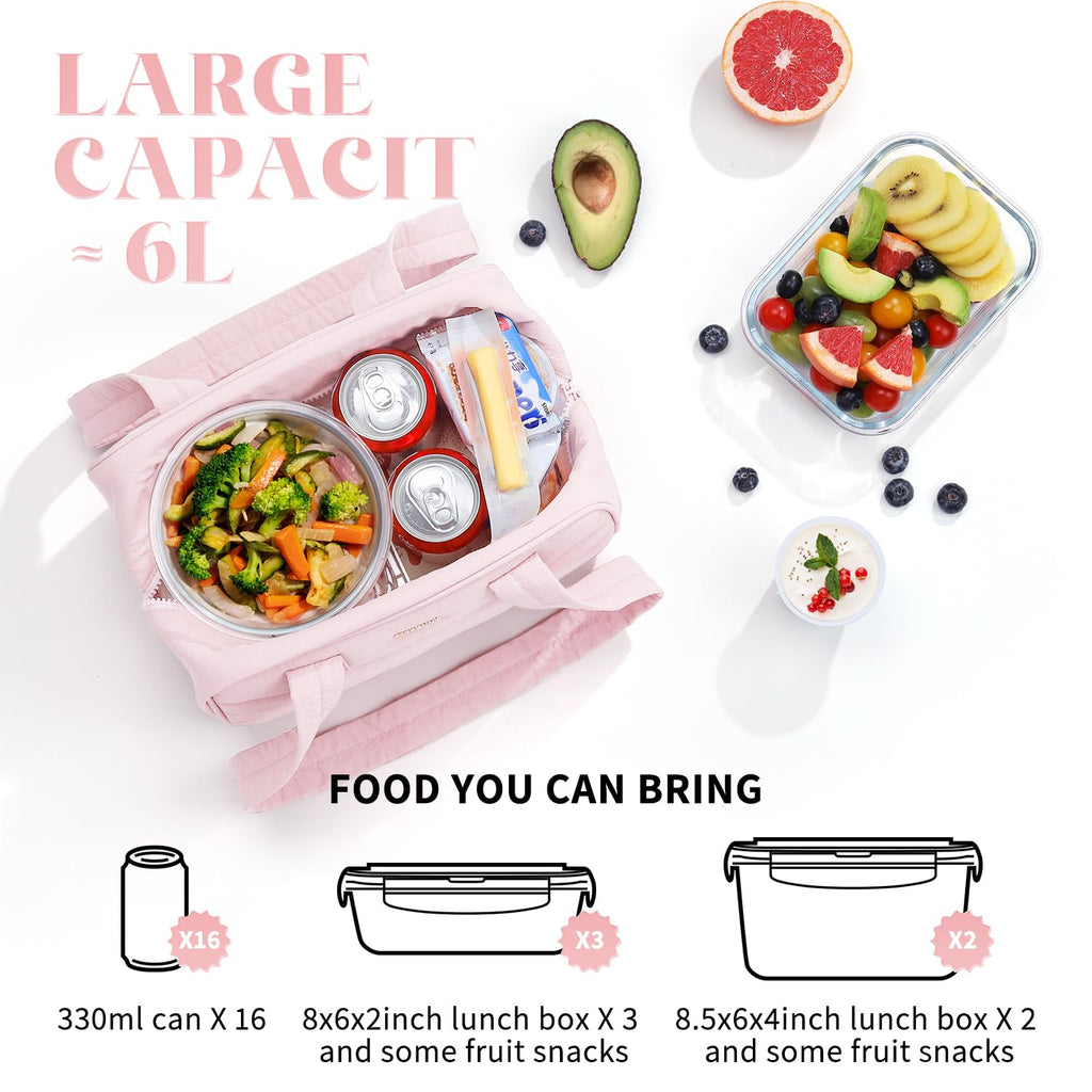 Insulated Lunch Bags for Women,Built-in Ice Pack Small Cooler,Freezable Lunch Bag, Waterproof and Durable Womens Lunch Bag for Work,Picnics,Travel,and Meal Preparation
