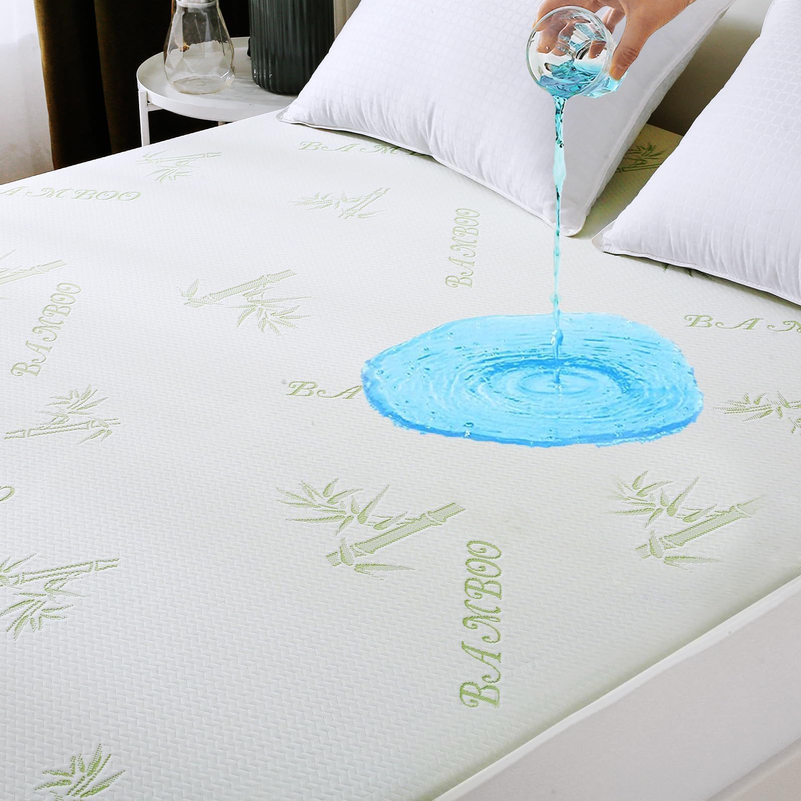 MUXHOMO Premium 100% Waterproof Queen Size Mattress Protector, Breathable Mattress Cover Queen Size Bed, Cooling 3D Air Fabric Bed Pad Cover, Deep Pocket 8"-21"