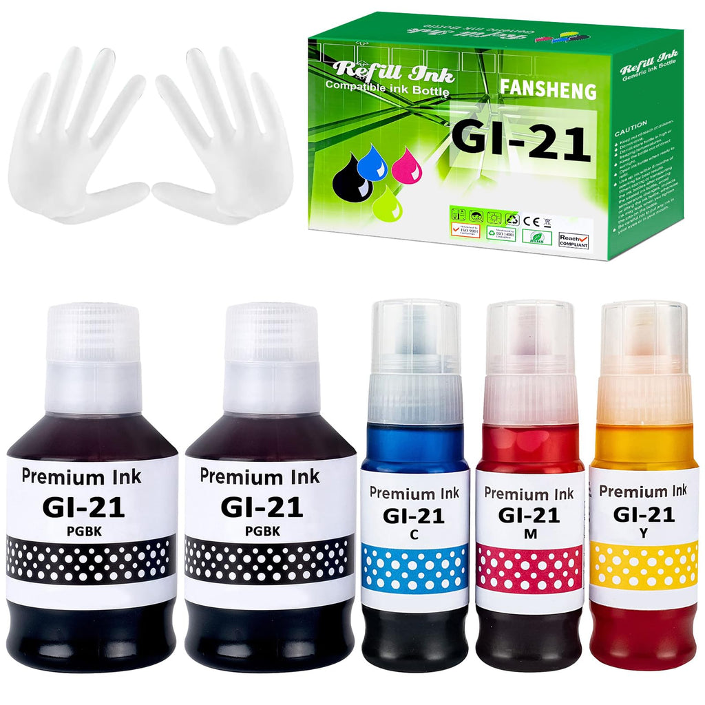 GI-21 Ink for G3270 G3260 G3290 GI21 Ink Refill Bottles Kit Compatible with Canon PIXMA G3270 G1230 G1220 G2260 G2270 G3260 G3262 G3290 G4270 G4280 Inkjet Printer (5-Pack,2 * 135ml BK 70ml C/M/Y)