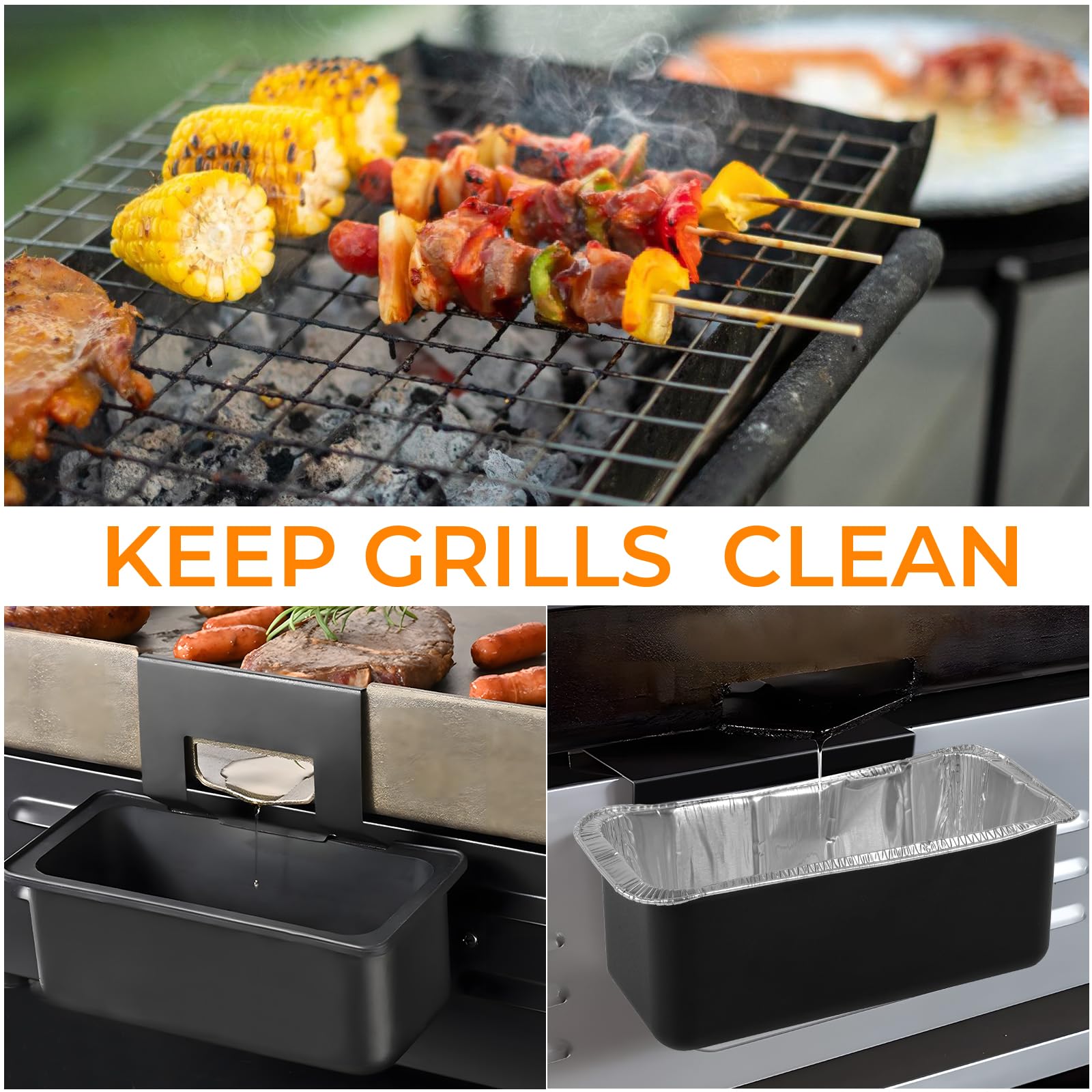 Drip Pan Grease Cup Liners - 30 Pack Disposable Aluminum Foil Drip Pan Liners,Grease Catcher Cup Liner,Disposable Grill Grease Tray,Griddle Drip for Blackstone 30",28",36" (30Pack for Blackstone)