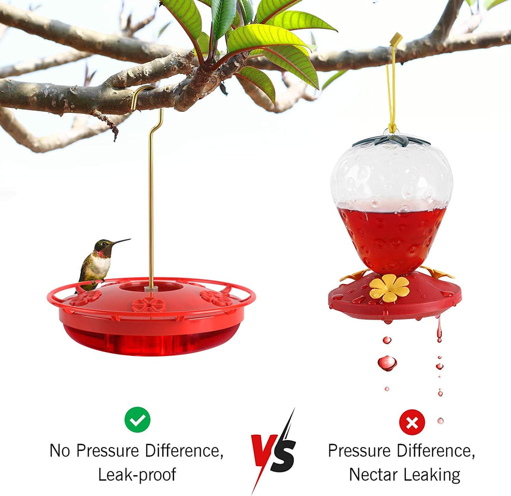 Hummingbird Feeder for Outdoors Hanging, 2 Pack, Leak-Proof, Easy to Clean and Refill, Saucer Humming Feeder for Hummer Birds, Including Hanging Hook, with 5 Feeding Ports
