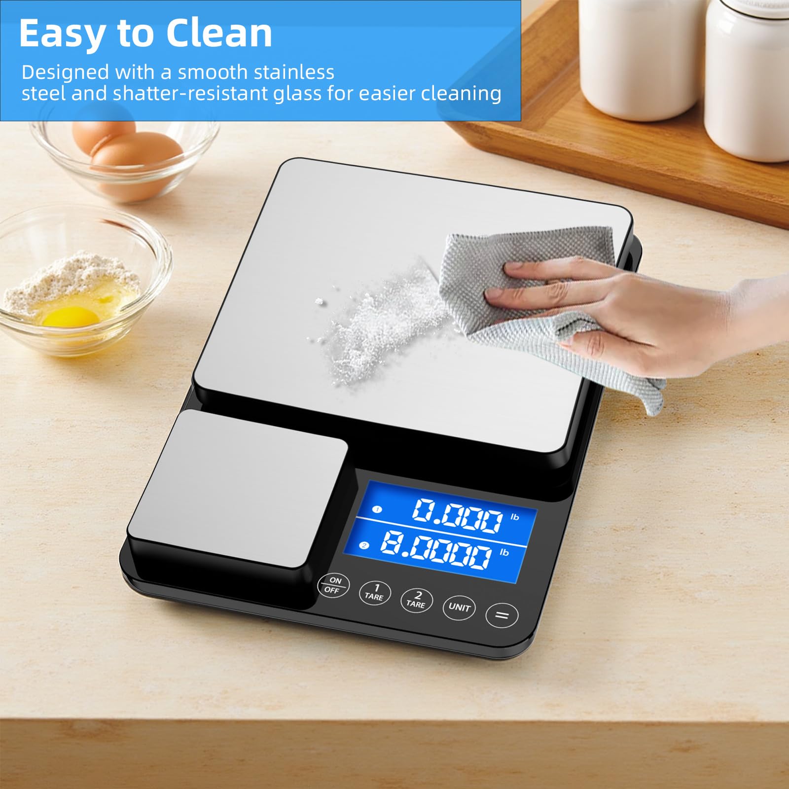 Dual Platform Kitchen Scale, [15kg/33lb-0.01g] Diyife High Precision Food Scale with LCD Display, Tare, Accumulation Function, Auto Off, 7 Units, Stainless Steel Cooking Scale for Food, Jewelry