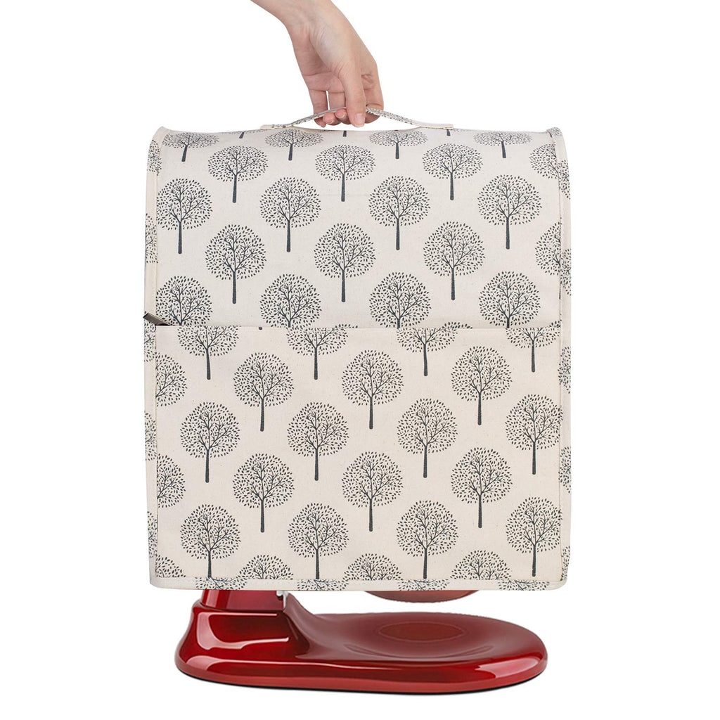 Yarwo Dust Cover for 6-8 qt Stand Mixer, Protective Dust Cover with Top Handle and Pockets for Extra Accessories, 35.8 x 23 x 40 cm, Tree(Cover Only)