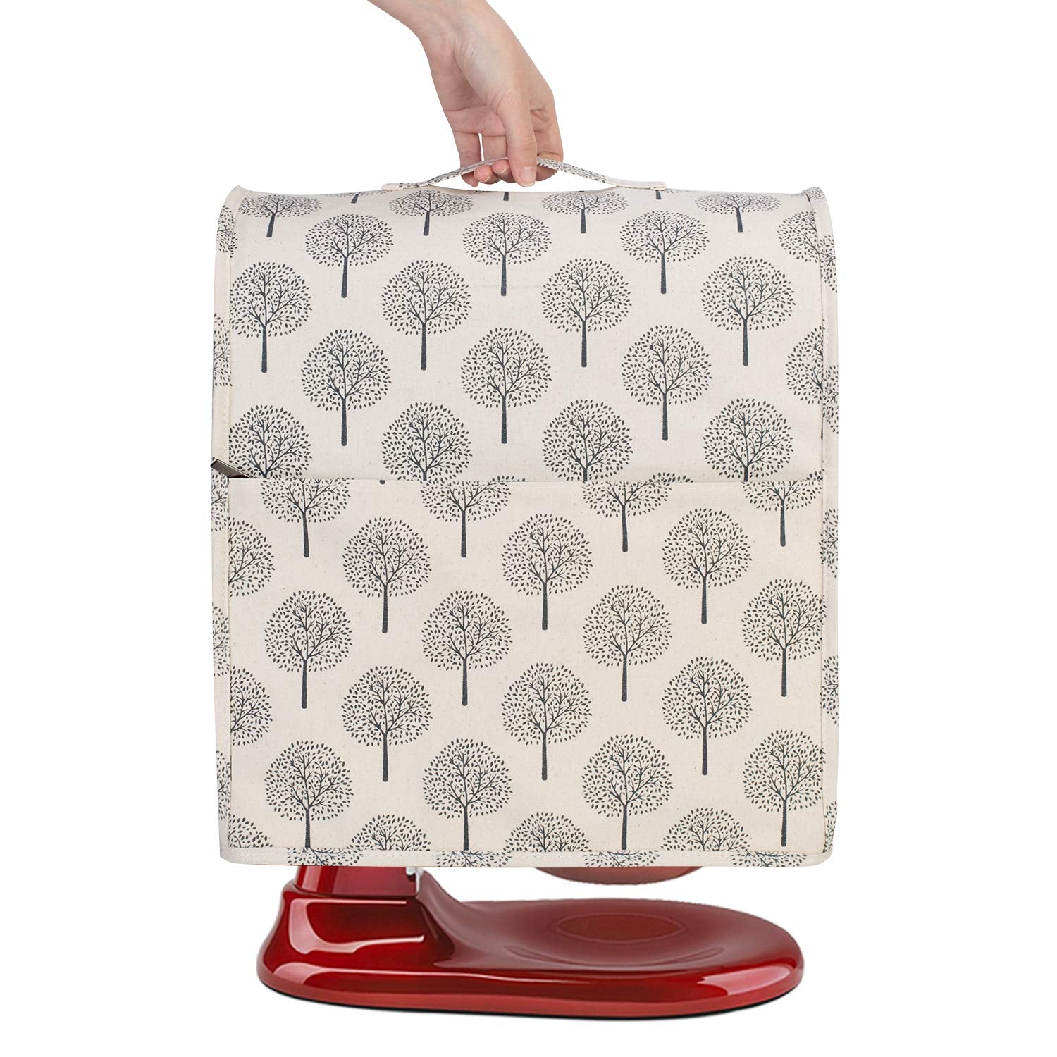 Yarwo Dust Cover for 6-8 qt Stand Mixer, Protective Dust Cover with Top Handle and Pockets for Extra Accessories, 35.8 x 23 x 40 cm, Tree(Cover Only)