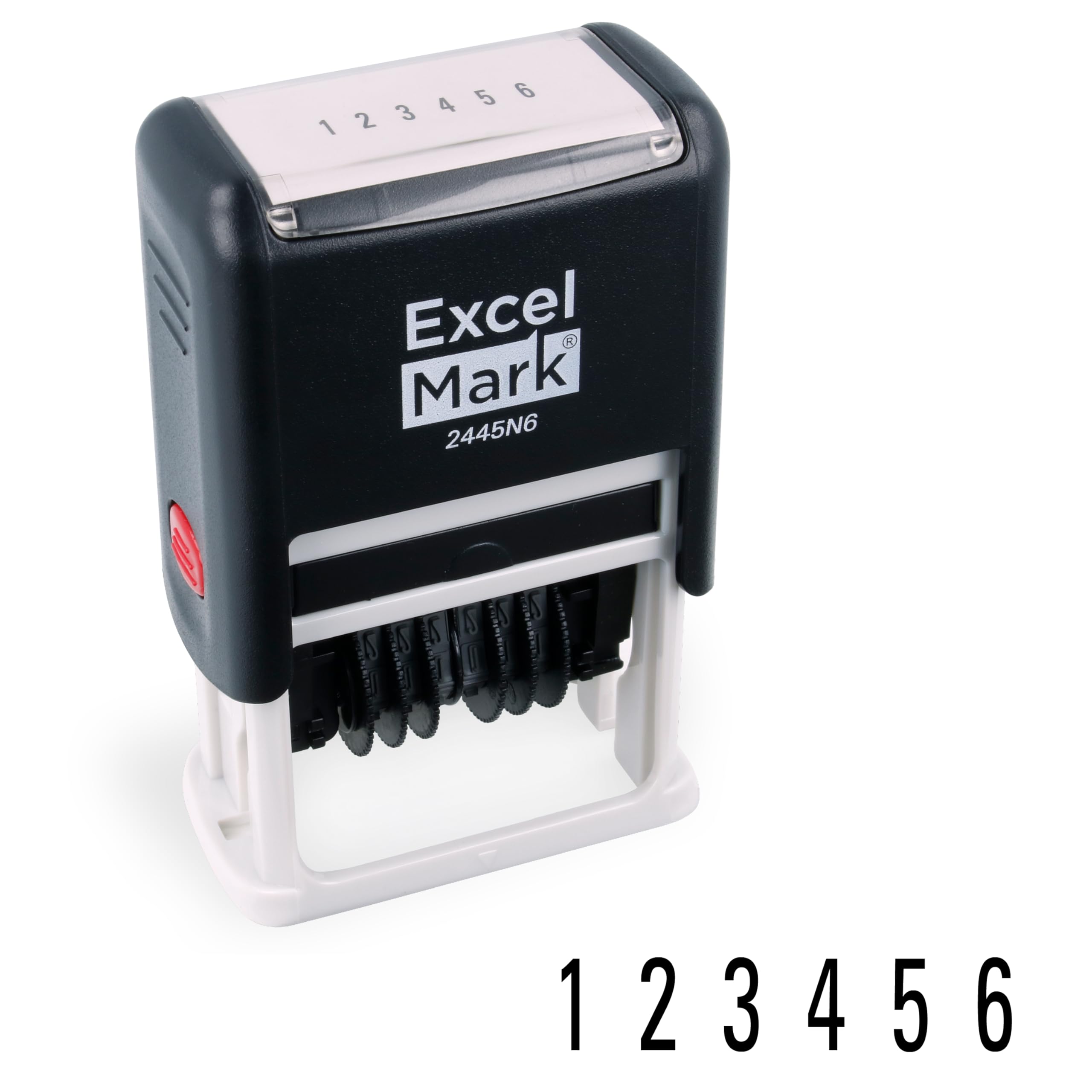 ExcelMark Self-Inking Rubber 6 Digit Number Stamp, Black Ink