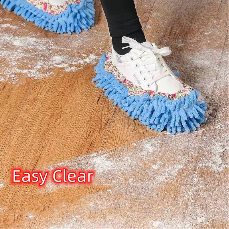 FEATHERHEAD Bontip 4 Pairs (8 Pieces) Unisex Washable Dust Mop Slippers Shoes Microfiber Cleaning House Mop Slippers Multifultional Floor Cleaning Shoes Cover for House Kitchen Office (Free Size)