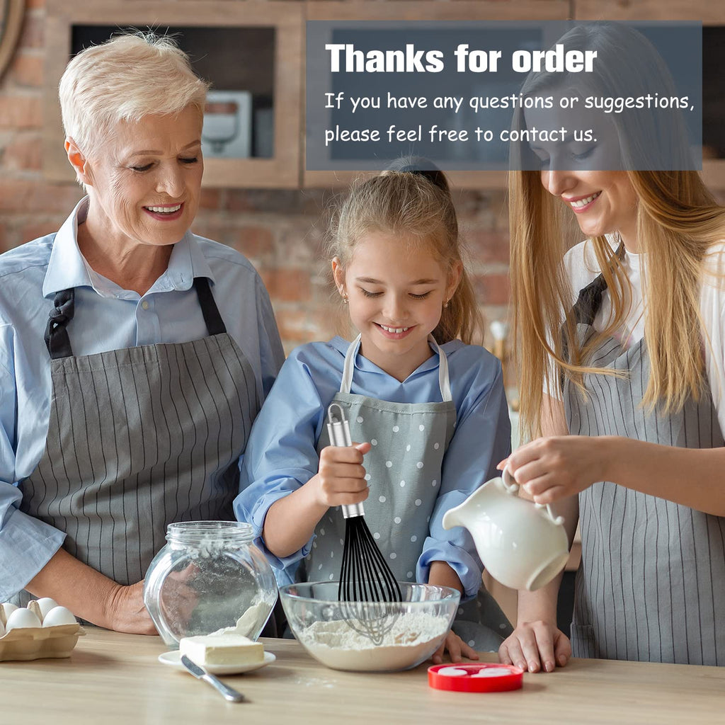 OYV Silicone Whisk,3 Pack Professional whisks for Cooking Non Scratch,Stainless Steel & Silicone wisk,Plastic Rubber Whisk for nonstick cookware,Small Silicone Whisk Set,Black