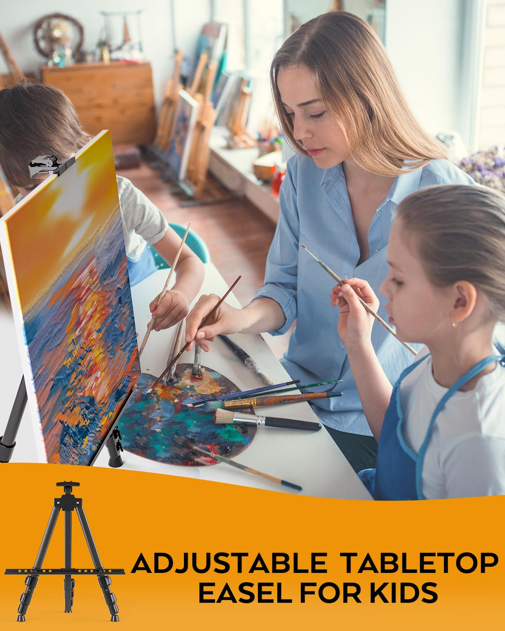 Nicpro Painting Easel for Display, Adjustable Height 17" to 66" Tabletop & Floor Art Easel, Metal Tripod Artist Easels Stand for Painting Canvas, Wedding Signs with Carry Bag - Black