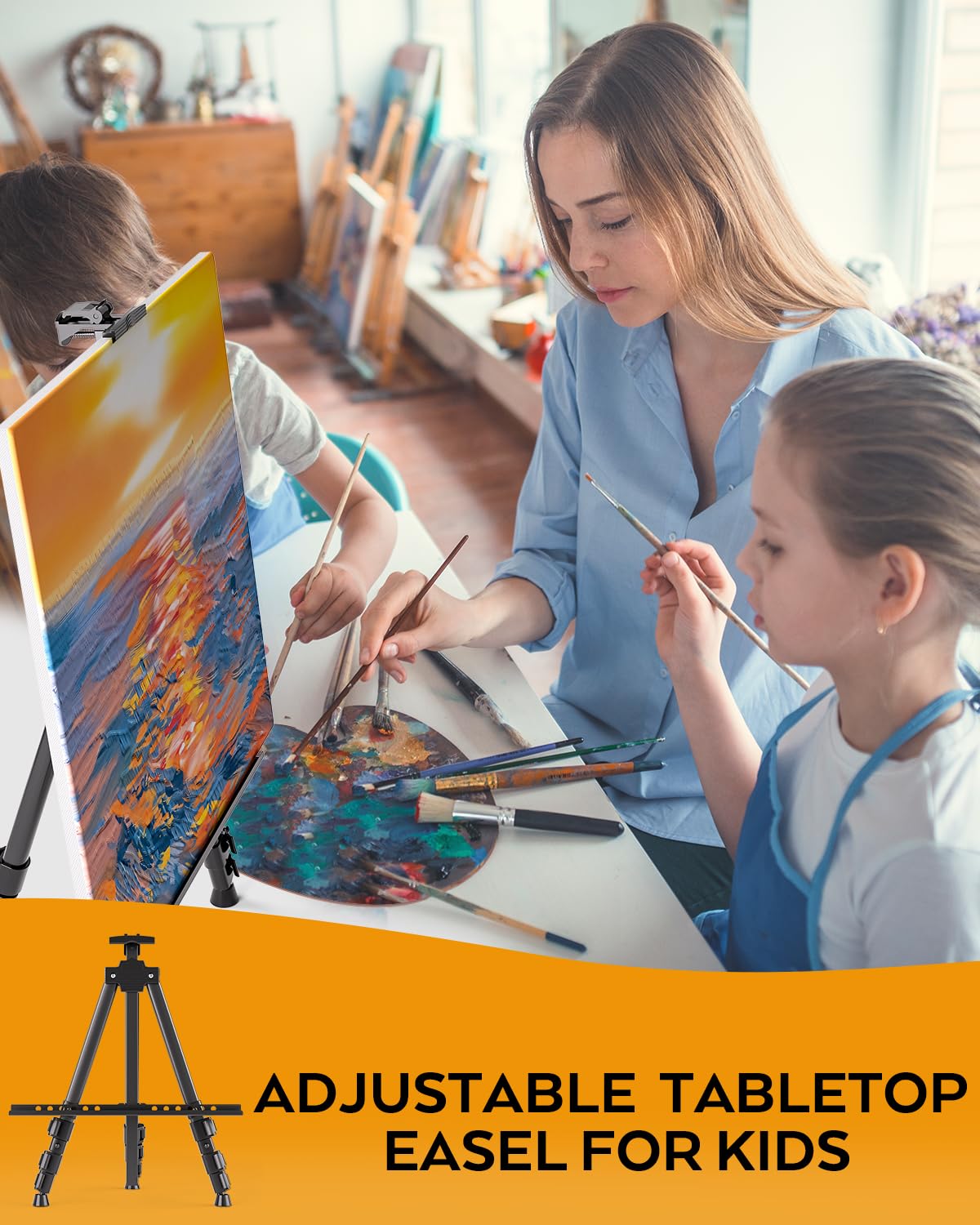 Nicpro Painting Easel for Display, Adjustable Height 17" to 66" Tabletop & Floor Art Easel, Metal Tripod Artist Easels Stand for Painting Canvas, Wedding Signs with Carry Bag - Black