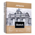 Artecho 9x12 Sketch Book, 100 Sheets (60 lb/90gsm), Spiral Bound, Art Supplies Sketch Pad, Durable Acid Free Drawing Paper, Ideal for Kids & Adults, Natural White