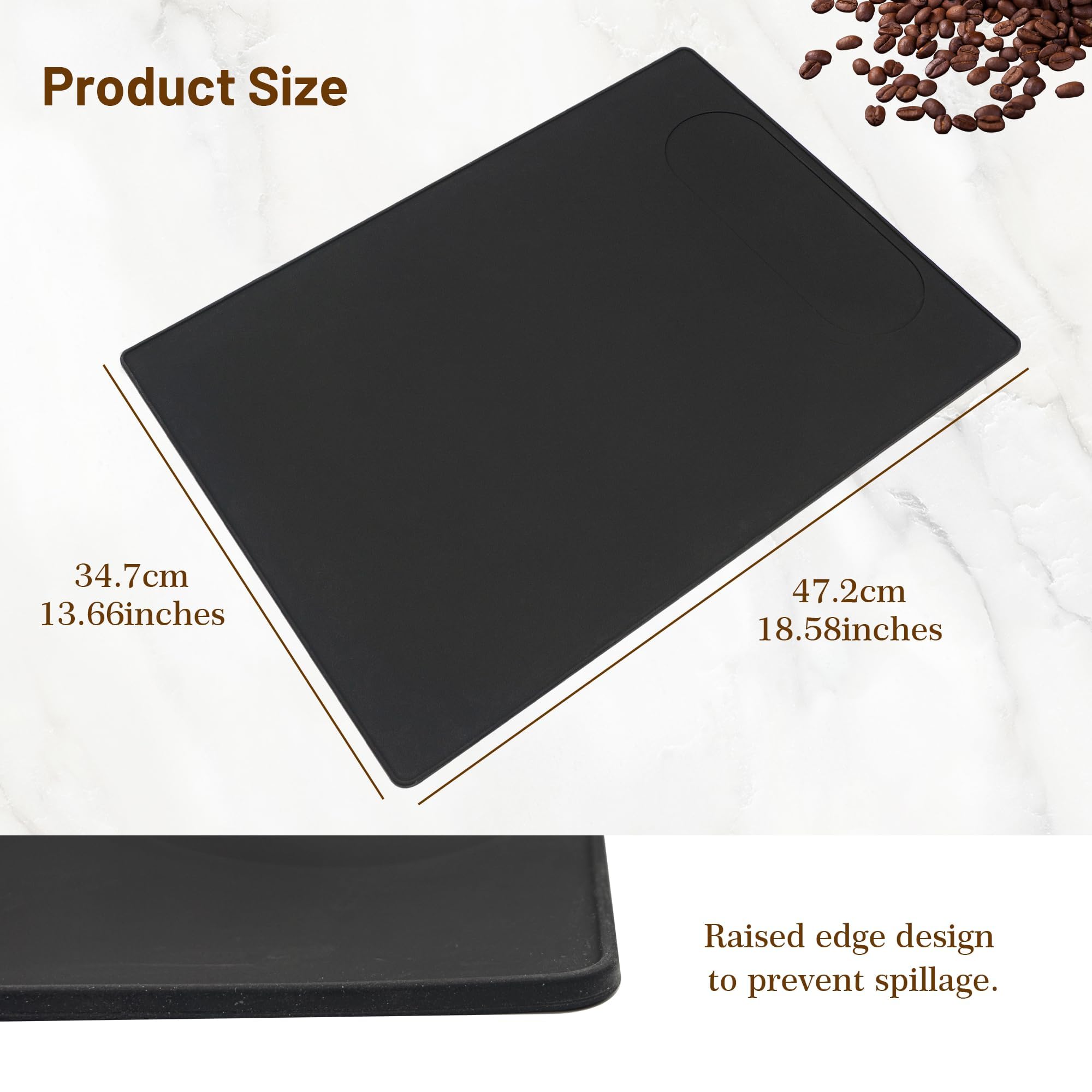 USEAMIE Coffee Maker Mat, Silicone Base Under Coffee Machine With Lip, Automatic and Semi-automatic Coffee Machines Espresso Accessory, Multifunctional Rubber Mat (13.8"x18.9")