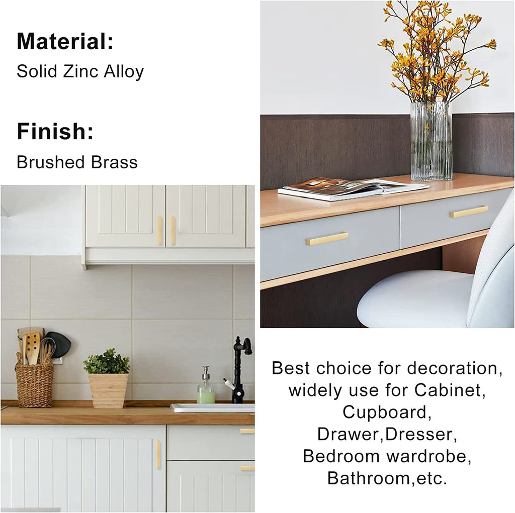 homdiy 5Pack Gold Cabinet Handles 5 inch Kitchen Handles Brushed Gold Cabinets Handle Square Drawer Pulls Cupboard Handle