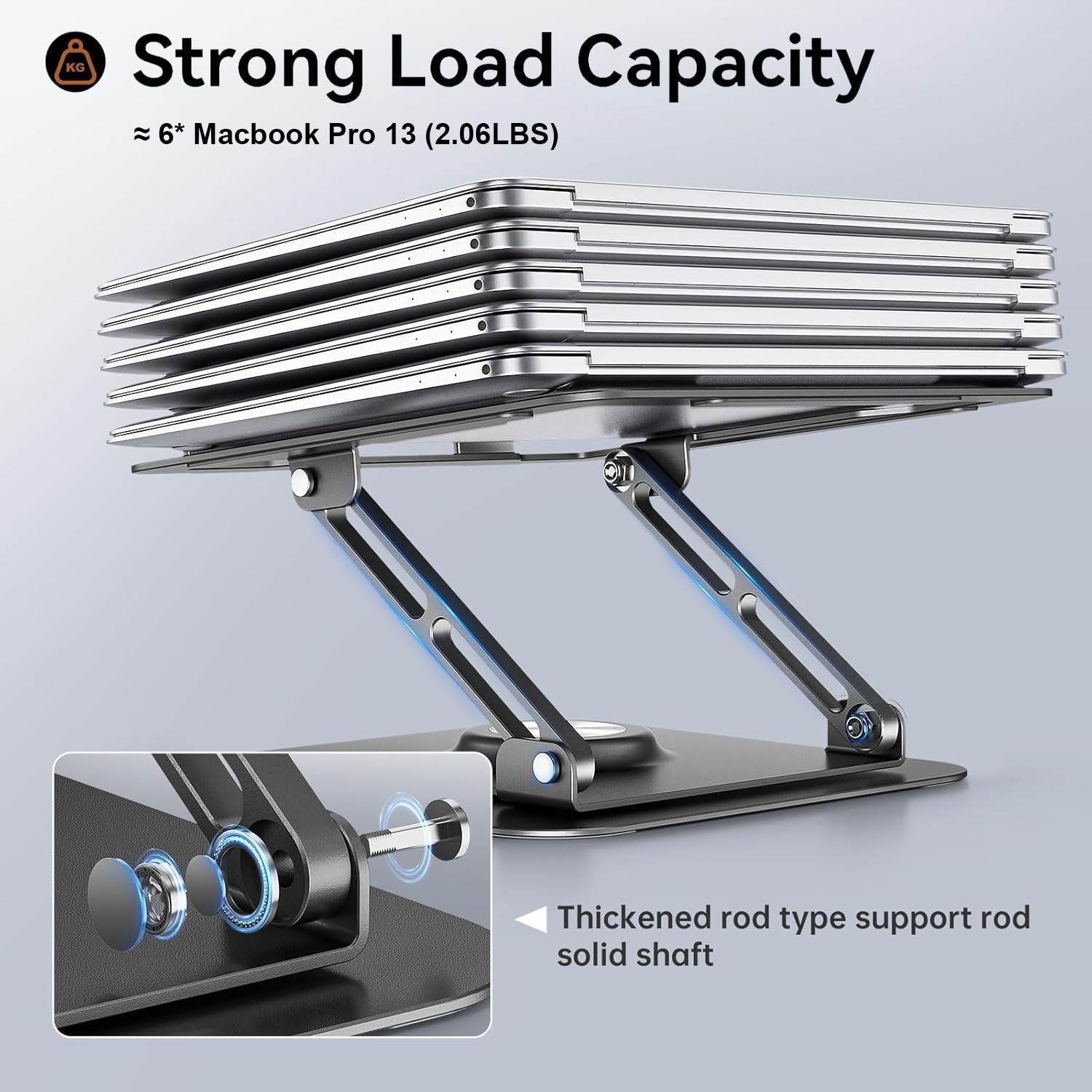 Laptop Stand for Desk, Adjustable Computer Stand with 360° Rotating Base, Ergonomic Laptop Riser for Collaborative Work, Foldable & Portable Laptop Stand, fits for All 10-16" Laptops (Gray)