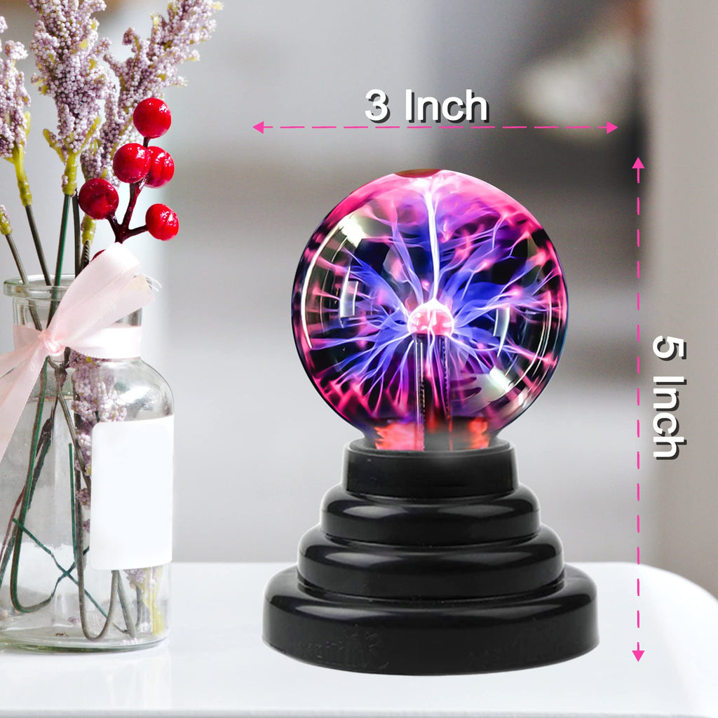 Brewish Plasma Ball Lamp 3 inch Touch Sensitive Novelty Nebula Sphere Globe – USB & Battery Powered Magical Orb Toy Gift for Kids, Men & Women for Birthday, Christmas, Party Celebrations