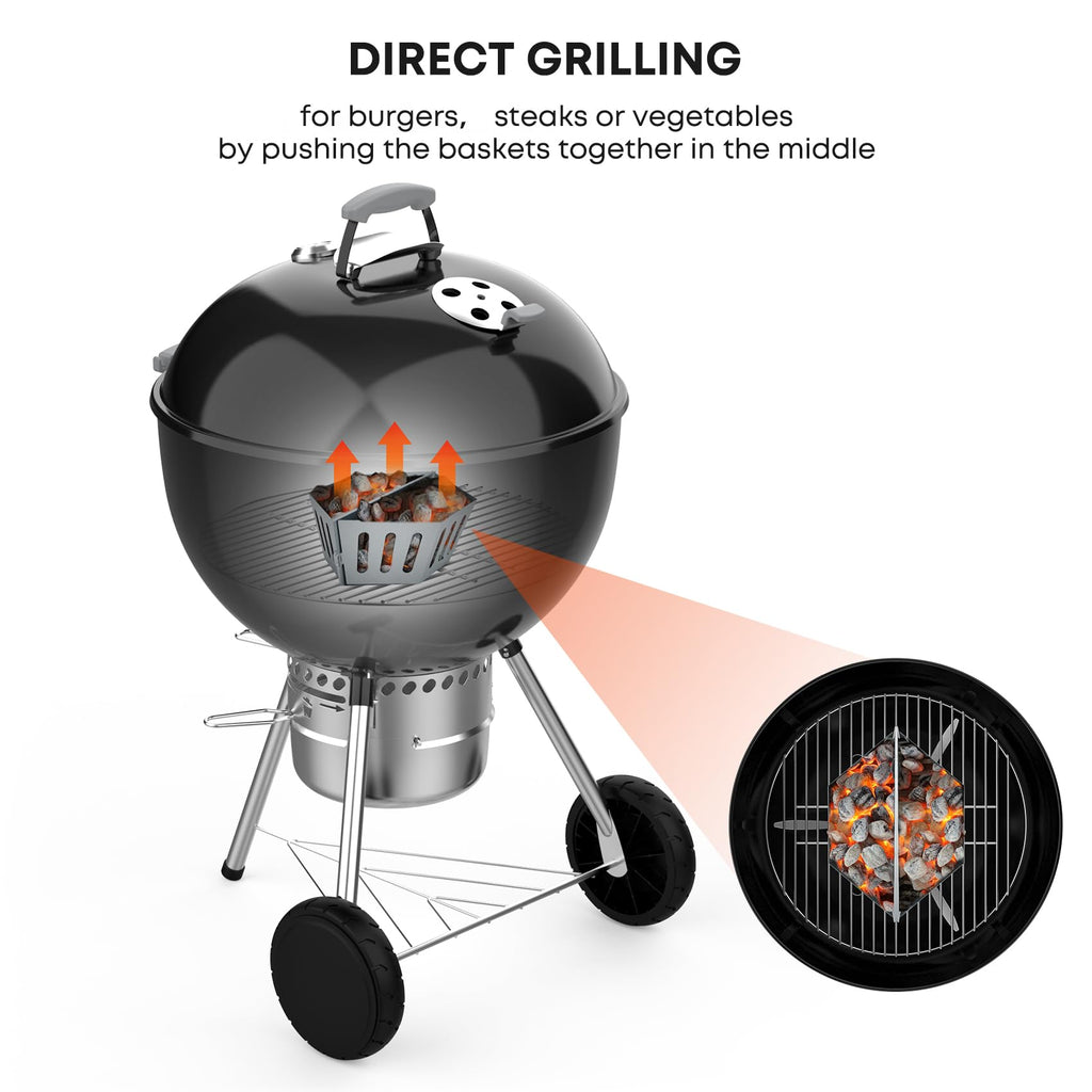 Stanbroil Charcoal Grill Basket Holder, 15" x 5" Charcoal Briquet Holder Replacement for Weber 22" and 26" Charcoal Grills, 2 Pack