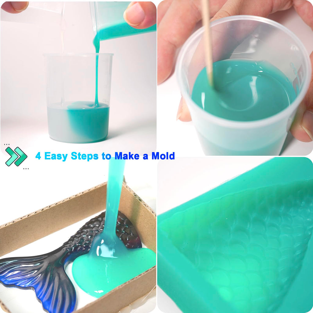 BBDINO Silicone Mold Making Kit, Super Elastic Liquid Silicone for Mold Making, N.W. 21.2 oz, 1:1 Mixing by Volume, Ideal for Casting 3D Silicon Molds| Food Molds, Jade Green