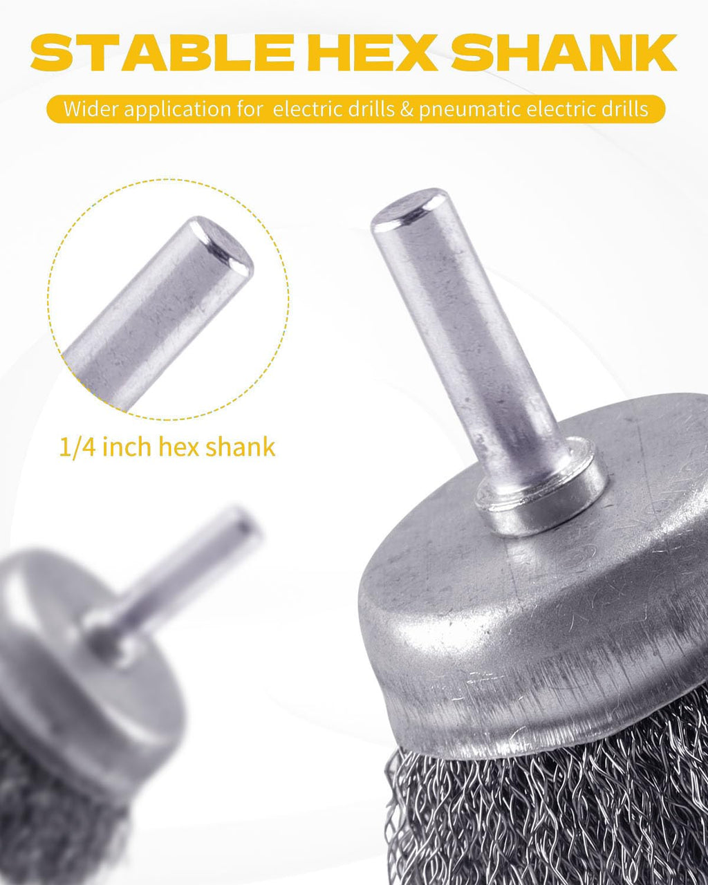AOKLIT 21 Pack Carbon Steel Wire Brush,With1/4 Inch Round Shank,for Cleaning Rust, Stripping and Abrasive