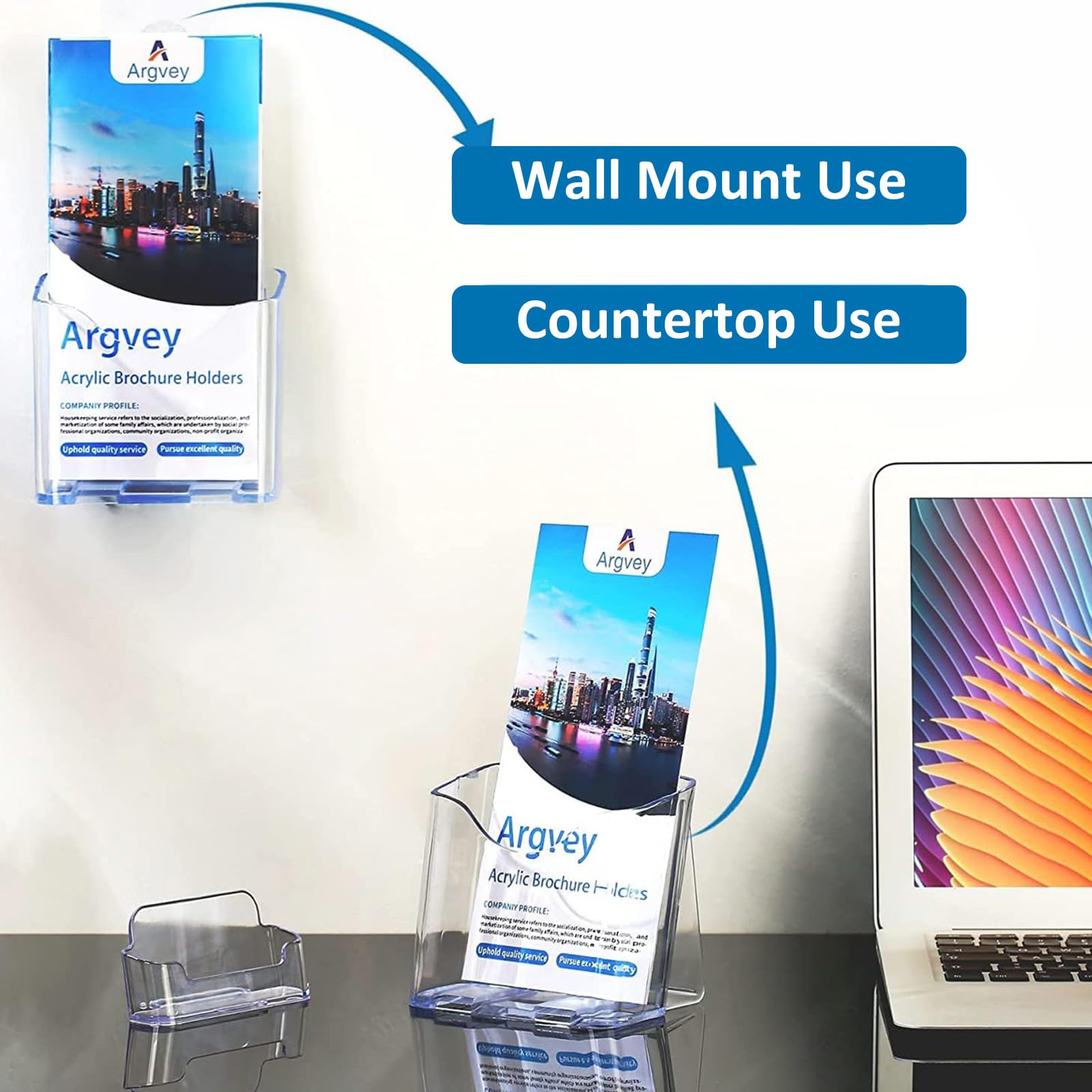 Acrylic Brochure Holder 4x9 Inch, Clear Pamphlet Holder Display Stand for Trifold 4 Inch Flyers, Booklets, Table Signs, Plastic Rack Card Holder for Office, Home, Store, 10 Pack