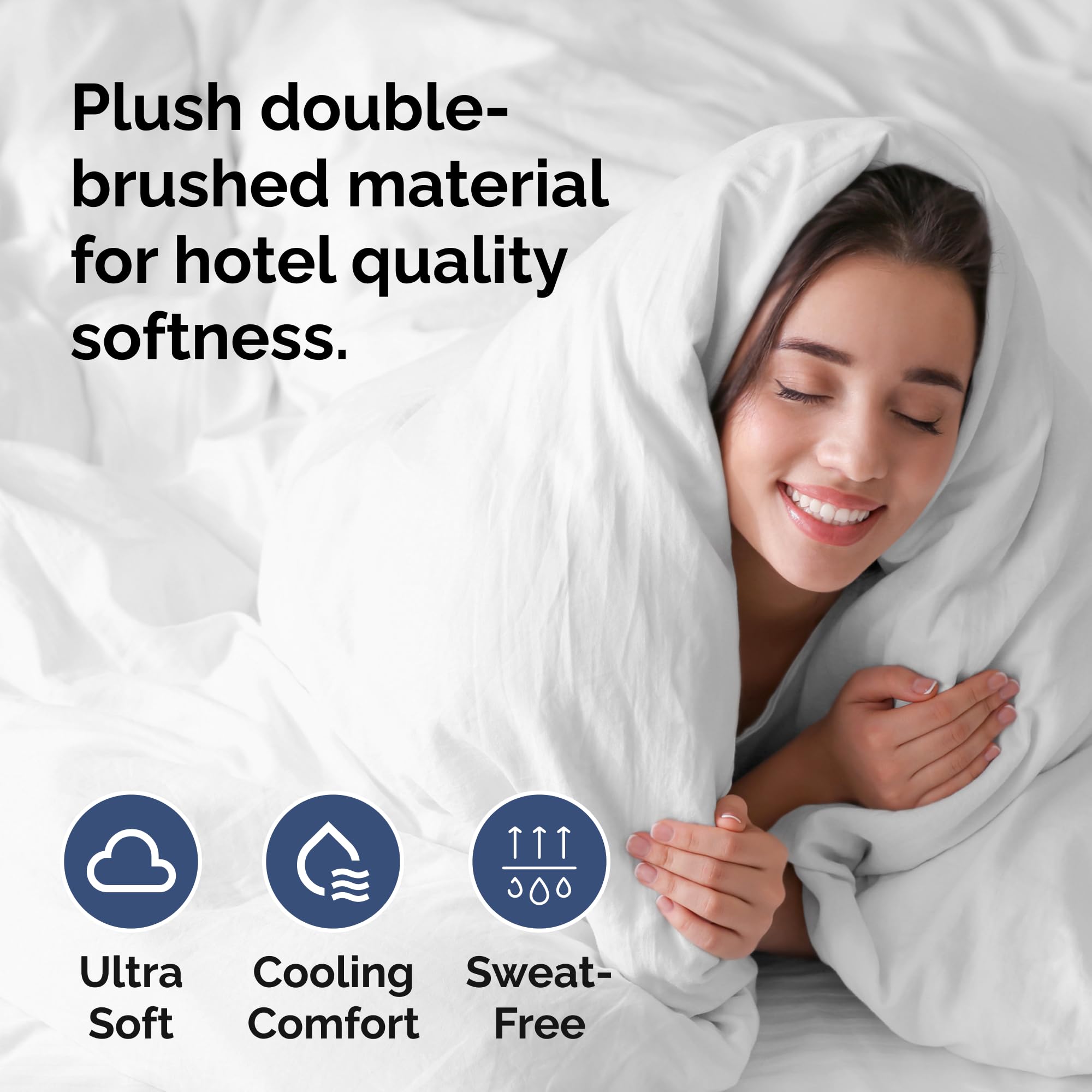 Duvet Cover King Size Set - Extra Soft King Size Duvet Cover 104 x 90 with 2 Pillow Shams - Hotel Luxury, Easy Care and Fade Free with Zipper Closures & Ties - Comfy, Breathable Bedding Set (White)