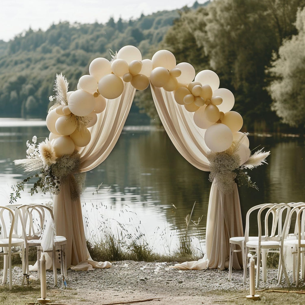Wokceer Wedding Arch Draping Fabric Nude 28.7" x 20FT Sheer Fabric Drapes Backdrop Arch Draping Fabric for Wedding Ceremony Birthday Party Bridal Shower Decoration