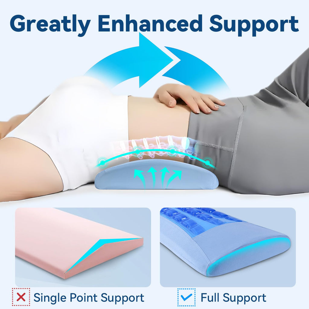 Lumbar Support Pillow for Bed, Memory Foam Lower Back Pillow with Cooling Gel, Ergonomic Back Support for Side & Back Sleepers, Removable Breathable Cover for Bed, Sofa & Car