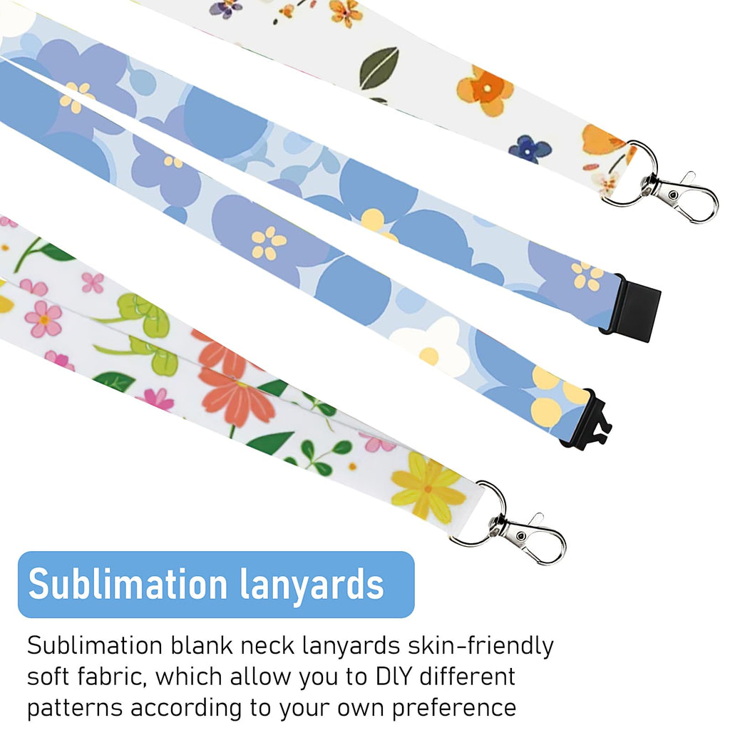 50 Pieces Sublimation Lanyards Blanks Bulk, White Neck Lanyard with Detachable Buckle, Heat Transfer Lanyards for ID Card Badge Holder Keychain DIY Crafts Gifts