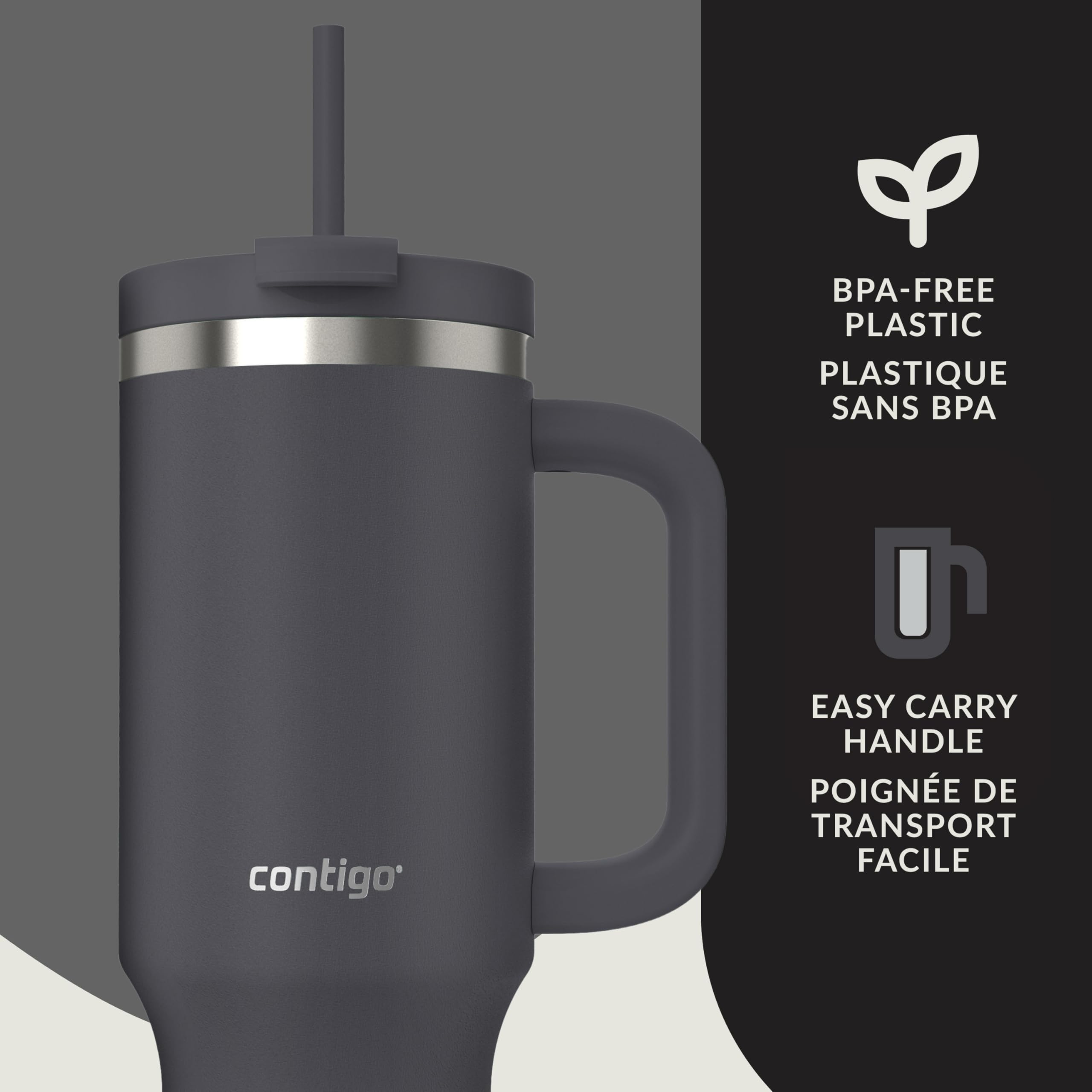 Contigo Streeterville Tumbler, 40 oz (1.18 L), Insulated Stainless Steel Water Bottle with Straw and Leak-Proof Lid, Darkstone