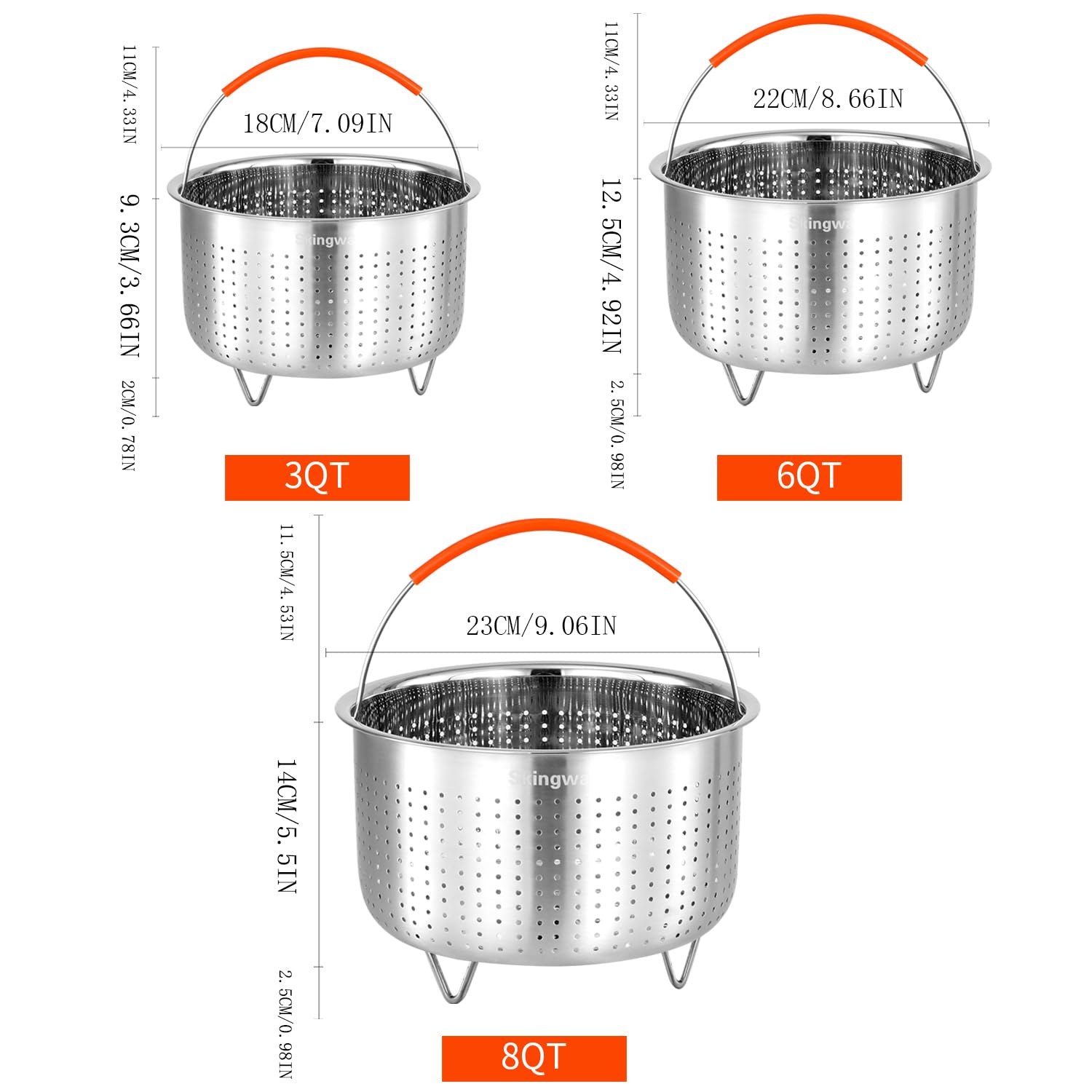 Steamer Basket for Instant Pot, Vegetable Strainer Colander Basket Stainless Steel Steamer Insert for Pots