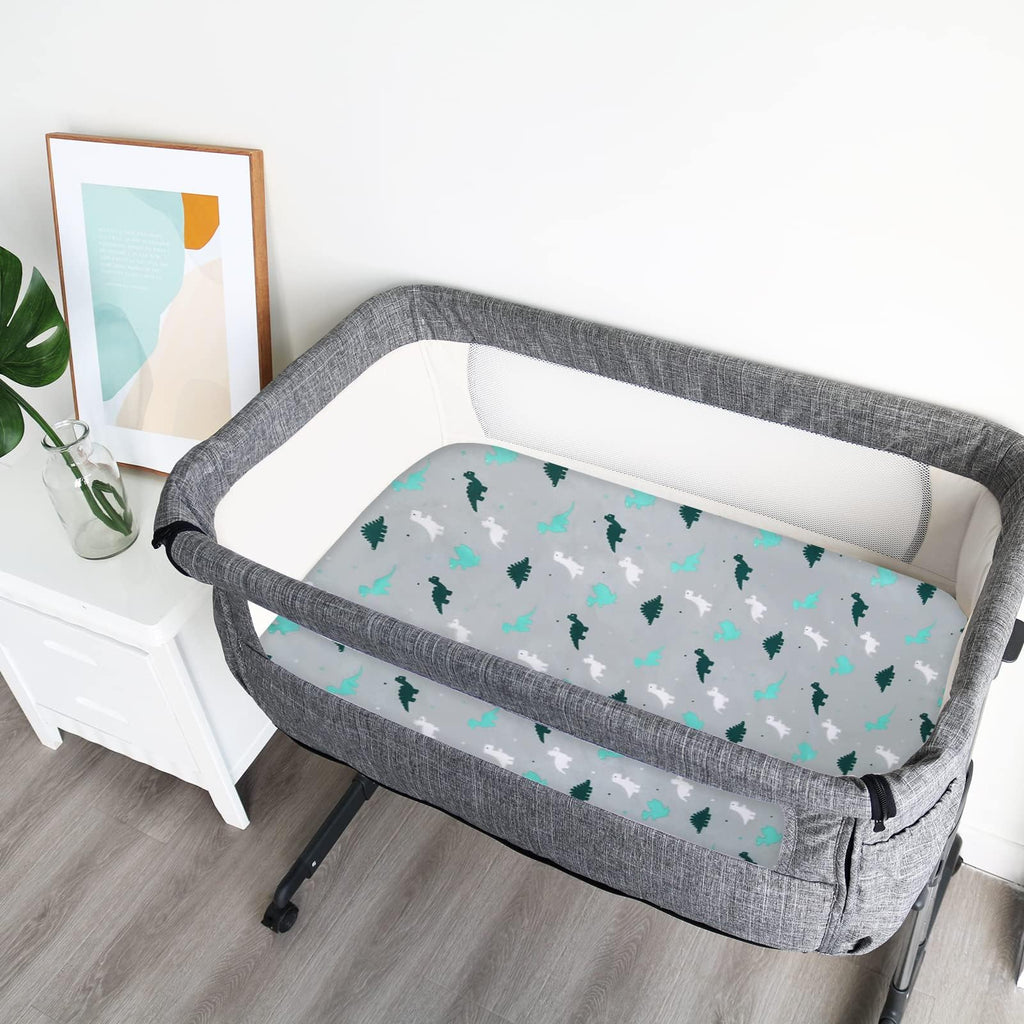 Bassinet Fitted Sheet(33" x 20"), Bassinet Sheets 4 Pack, Compatible with Most Bedside Sleeper Bassinet, Bassinet Sheets with Ultra Soft Microfiber Surface, Grey