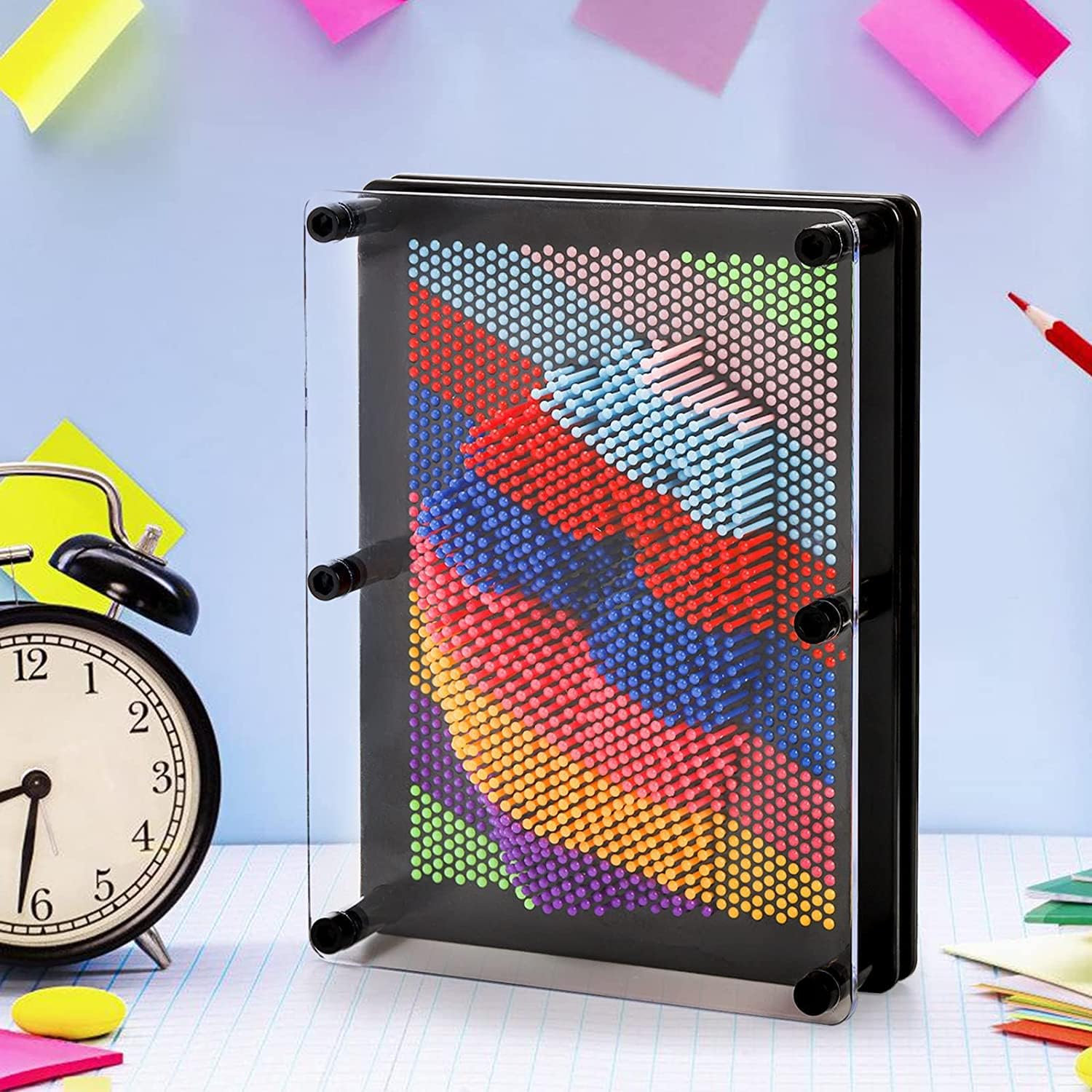 3D Pin Art Board Toy, Pin Art Sensory Toys for Autism, Sculpture Board, Creative & Sensory Art Toy for Kids & Adults, Impressive Tactile for Desk, Office & Home - Colorful Plastic,6 X 8 in
