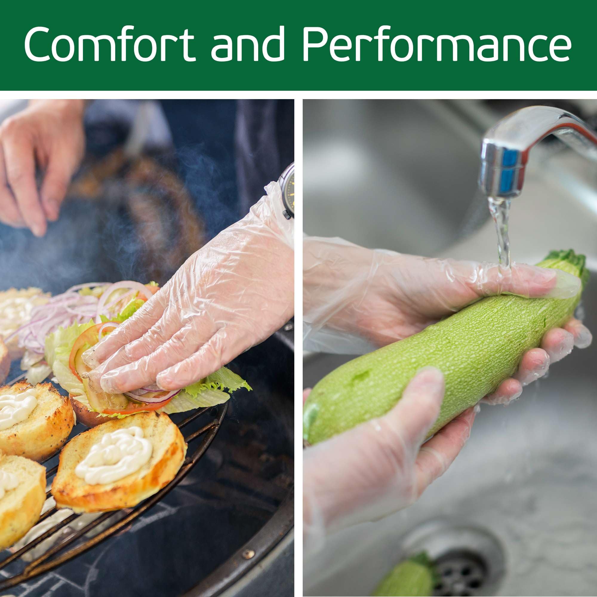 TenderGentle Vinyl Disposable Gloves for Cooking and Food Prep - 100 Clear Large Latex Free Disposable Gloves - Food Safe Gloves for BBQ, Cooking, Food Prep, Cleaning, and More - Guantes Desechables