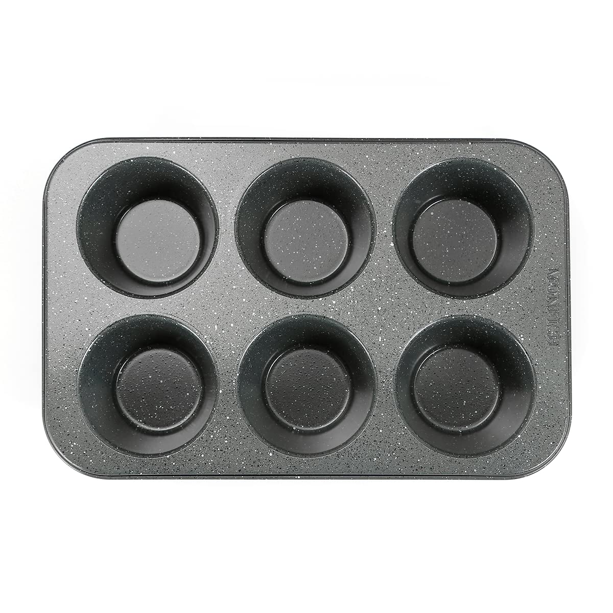 Monfish 2PCS Deep Jumbo Muffin Pan 6 Cup Carbon Steel Black Stone non Stick Coating Muffin Tin 3.5diax3 cup