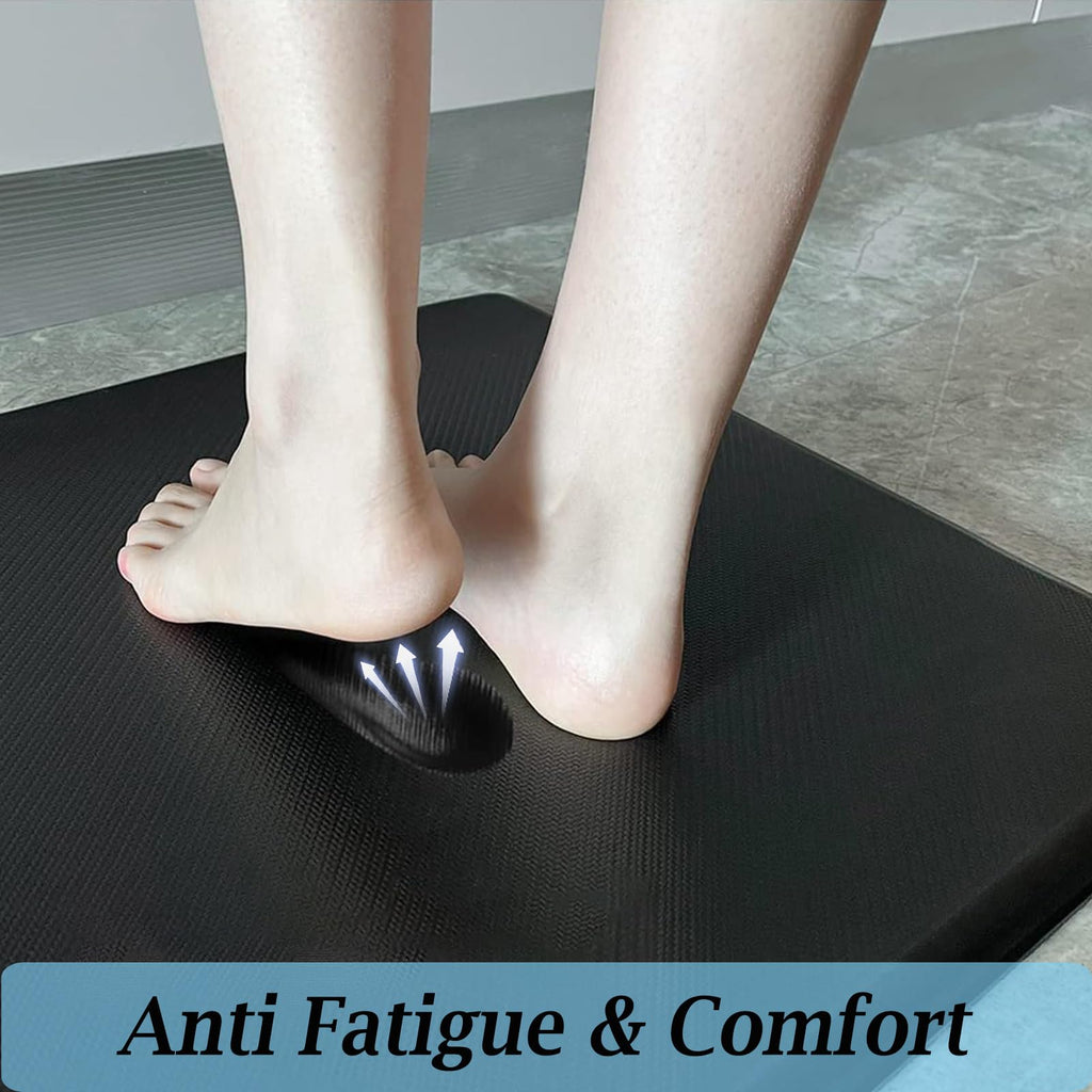 Artnice Kitchen Mats for Floor, 0.75" Cushioned Anti Fatigue Mat, Memory Foam Kitchen Rug, Non Slip Waterproof Comfort Mat for Standing, Home, Office (17.3" x 28", Black)