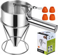 Multi-Caliber Pancake Batter Dispenser, Stainless Steel Funnel Cake Dispenser, Piston Funnel Cake Maker for Pancakes, Cupcakes,Crepes,Muffin,Waffles, Chocolate Balls (600)