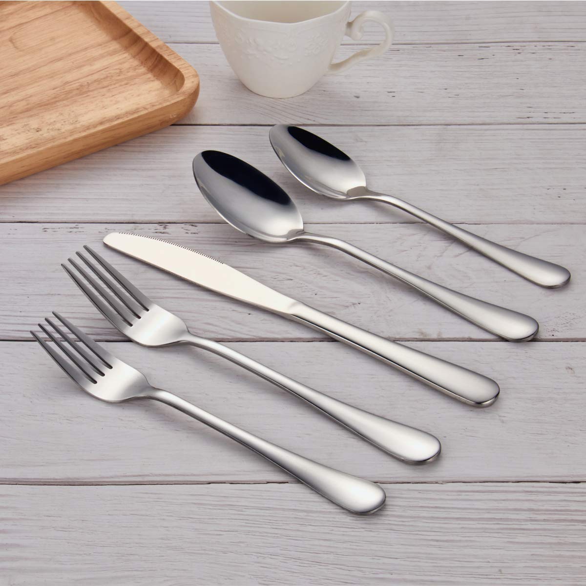 Berglander 20-Pieces Stainless Steel Flatware Set, Silverware Set, Cutlery Set for Wedding Dinner Birthday Parties Service for 4 (20-Piece)