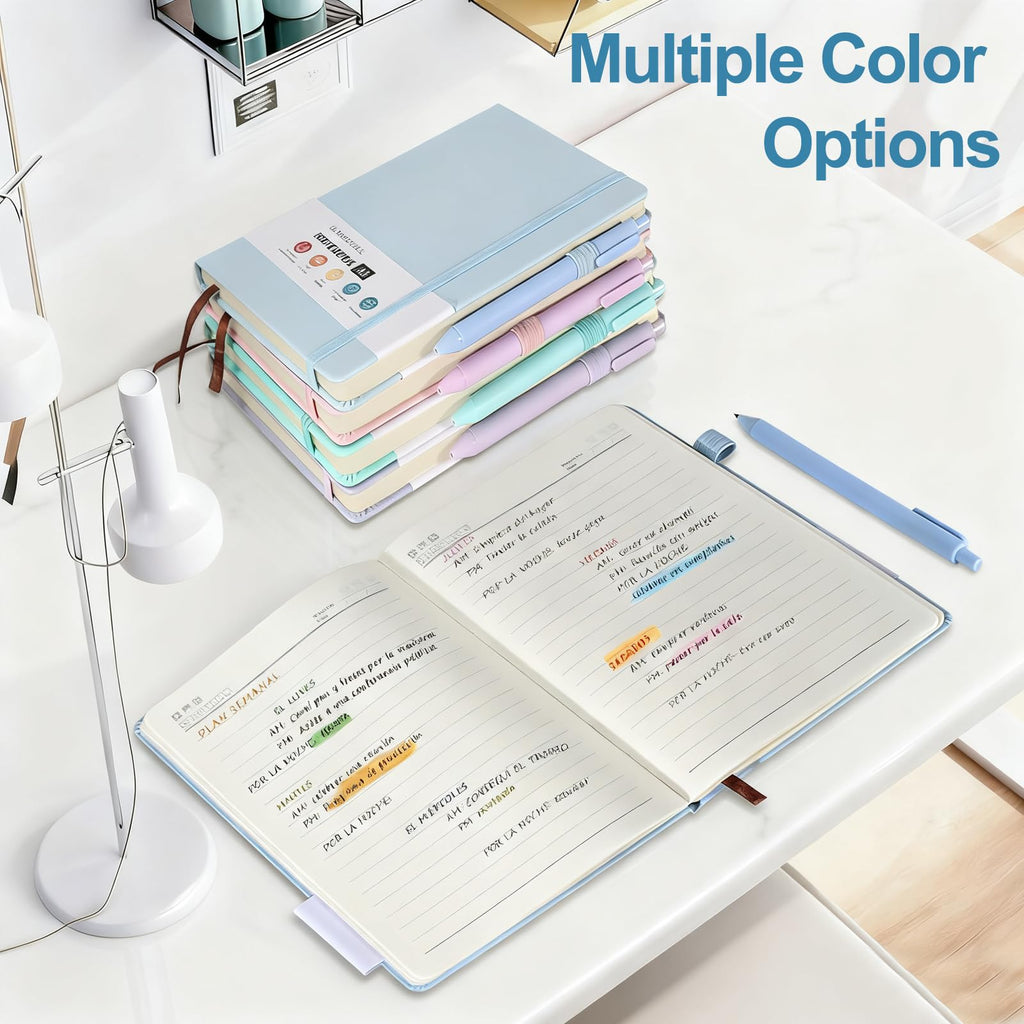 3 Pack Leather Notebook Set with 3 Pens, A5 College Ruled Notebook,480 Pages Hardcover Notebook,Diary Journal for Office, School, Writing(3 Colors 20.8cm x14.5cm)