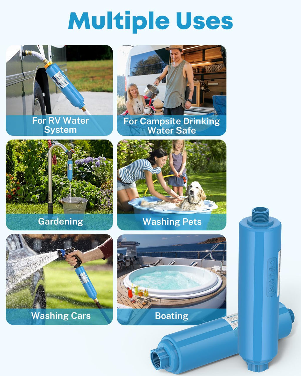 Kohree RV Water Filter, RV Marine KDF Inline Water Filter with NSF & BPA Free Certified, Greatly Reduce Chlorine Heavy Metals Bad Taste Odors and Sediment - 2 Pack