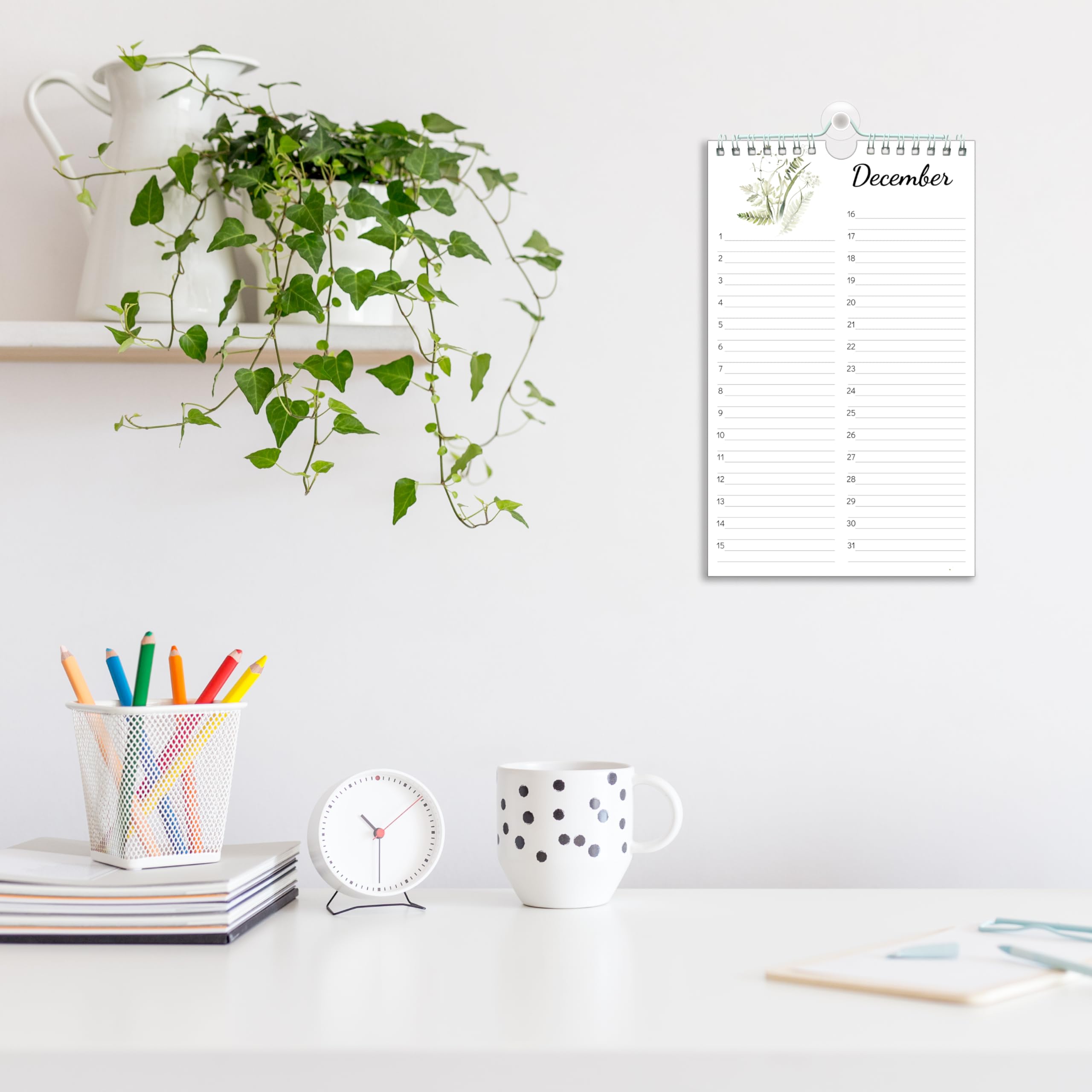 Perpetual Calendar – Undated Calendar 12-Month for Birthday, Anniversaries, Important Days, Festivals Reminder, 6'' x 10'' with 2 Lines Per Days, Twin-wire Binding, Thicker Paper, Minimalist Flowers